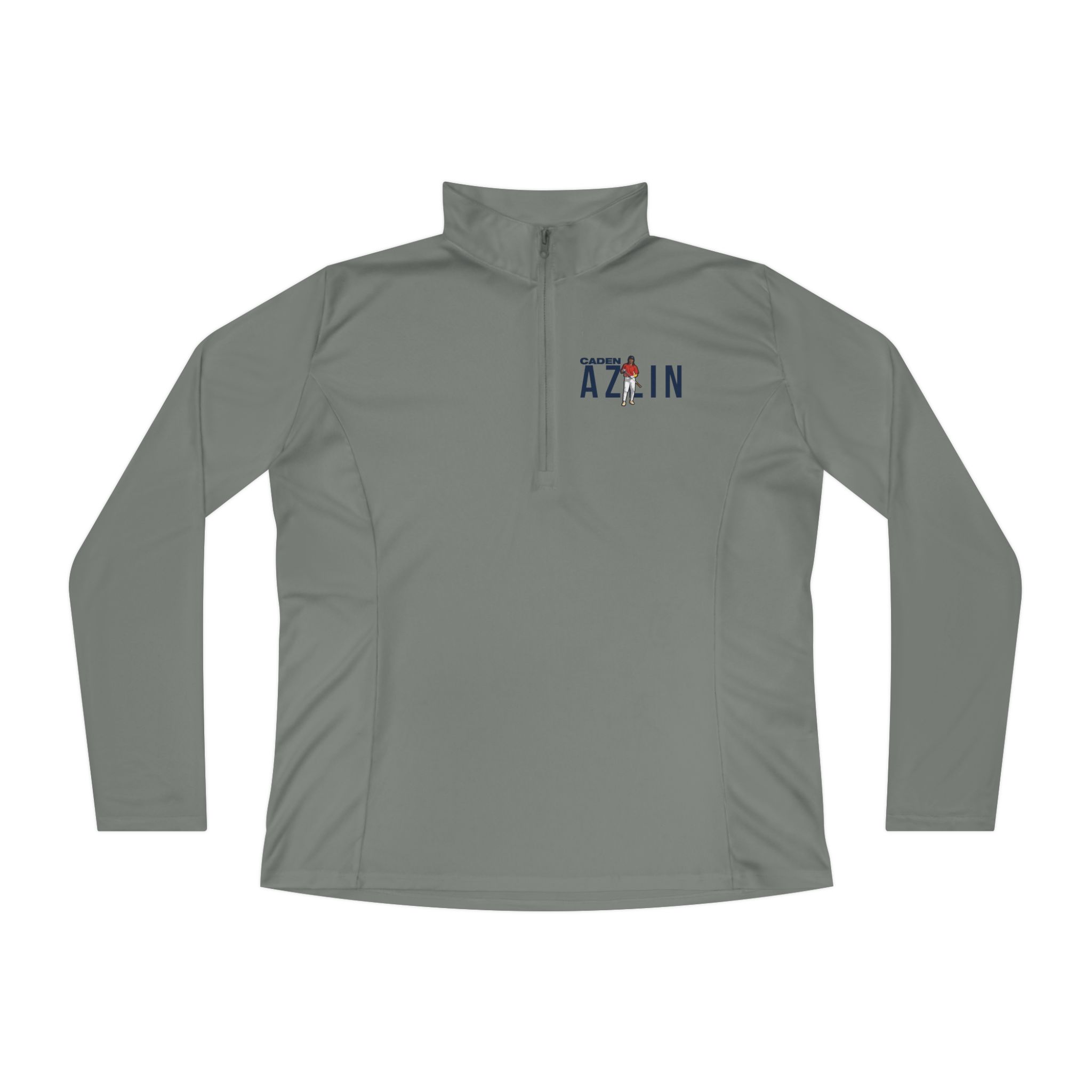 Women's Q-Zip Pullover — character_player_name in Grey