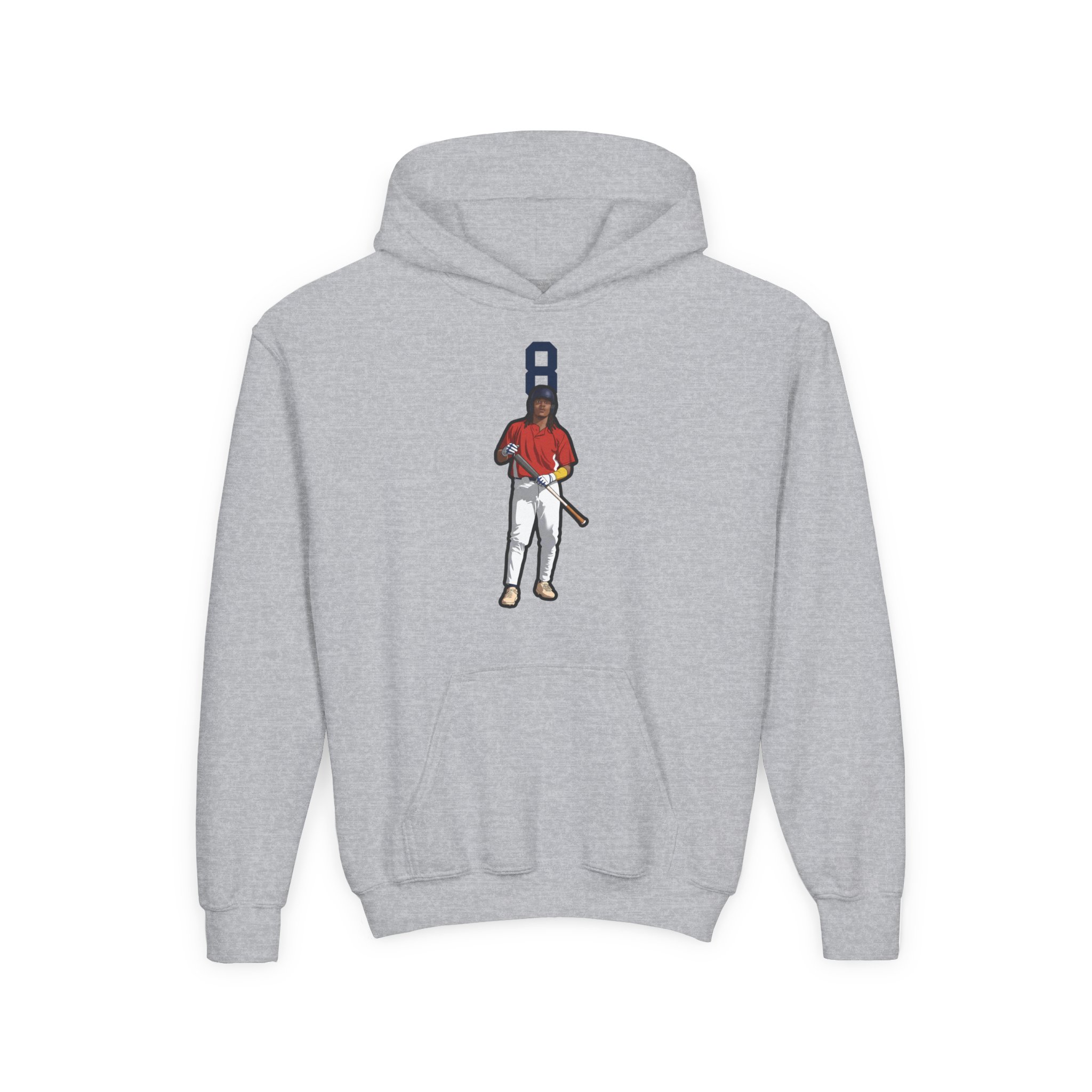 Youth Hoodie — character_number_top in Grey