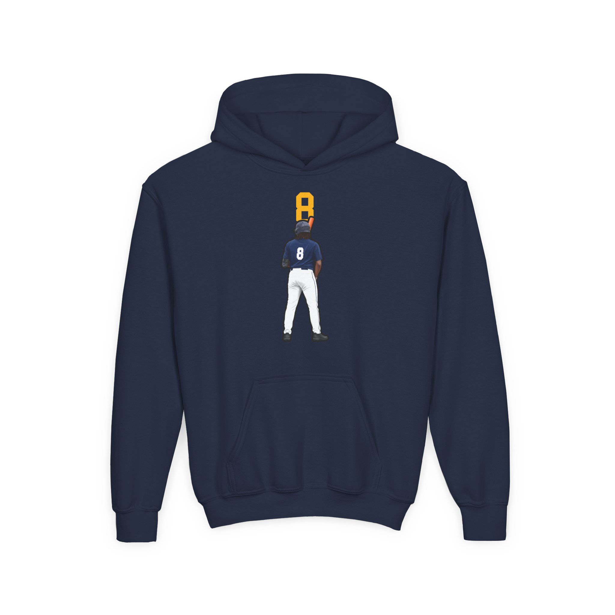 Youth Hoodie — character_number_top in Navy