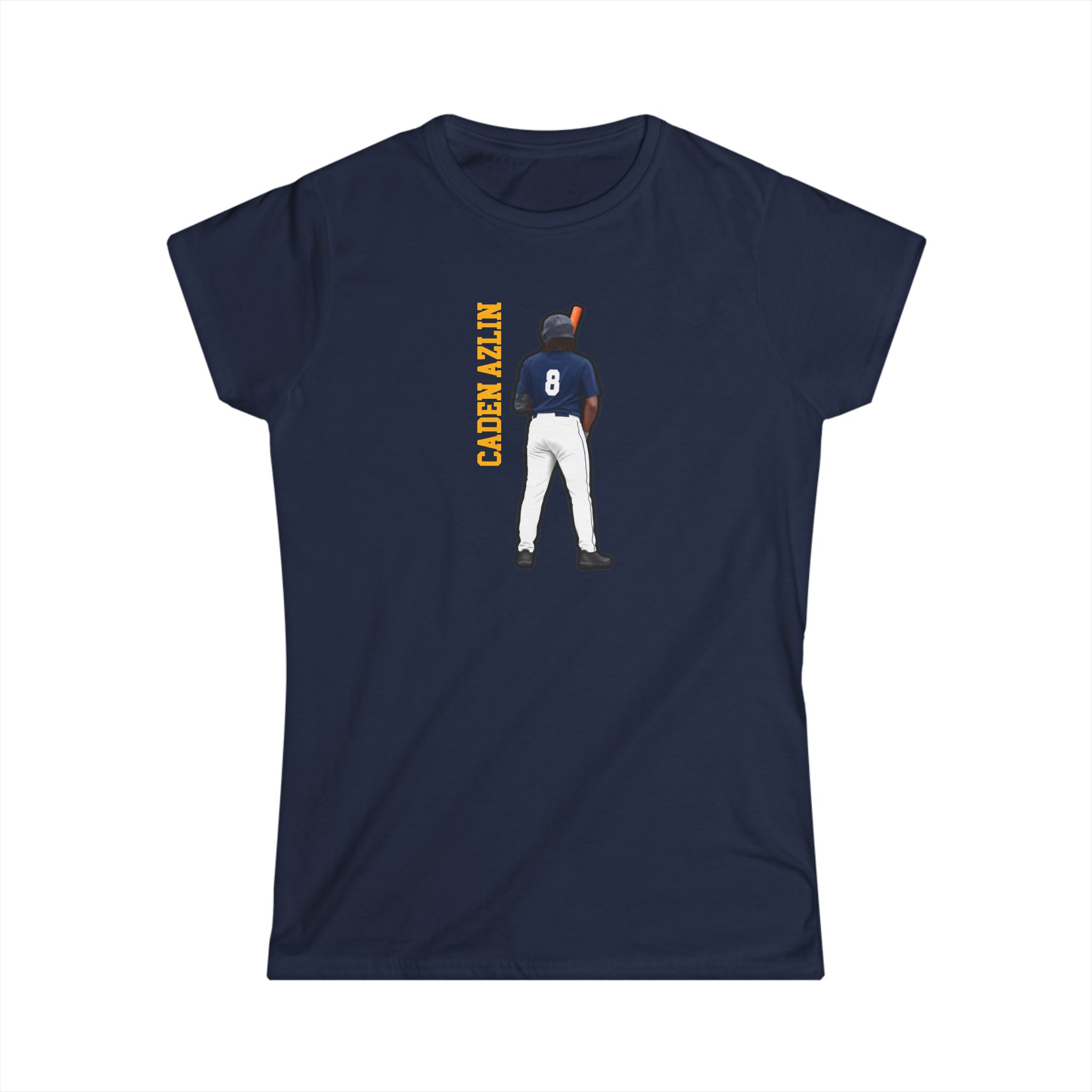 Women's Softstyle Tee — character_name_vertical in Navy