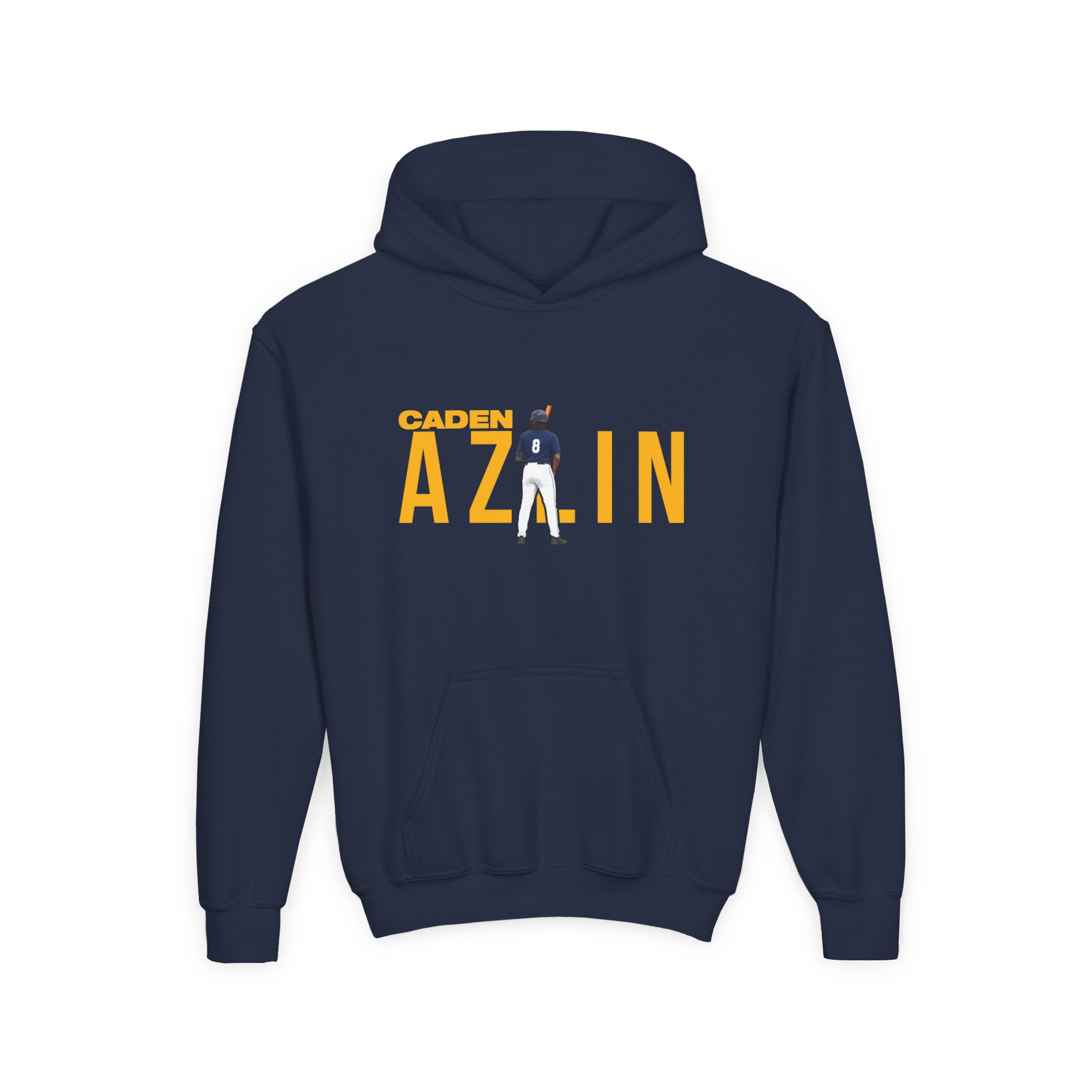 Youth Hoodie — character_player_name in Navy