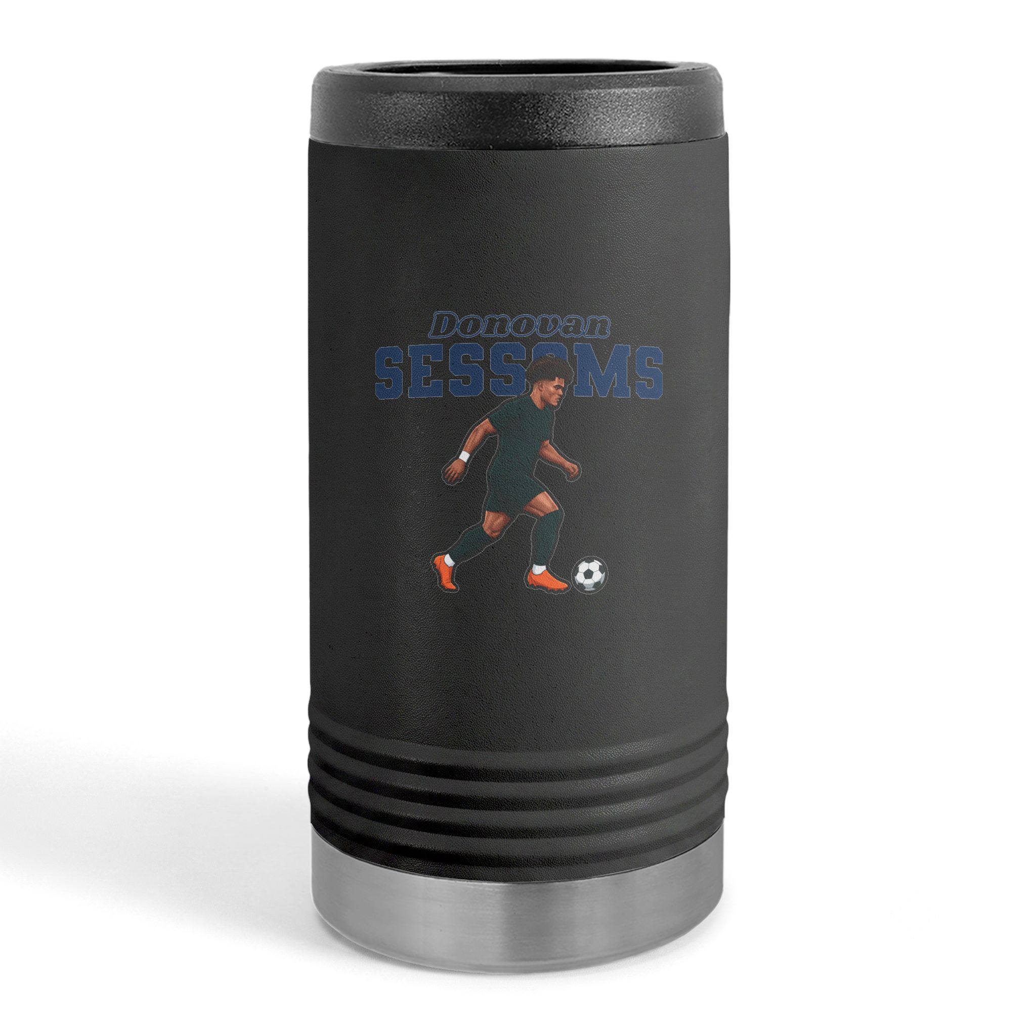 Slim Stainless Can Cooler — character_name_arch in Black