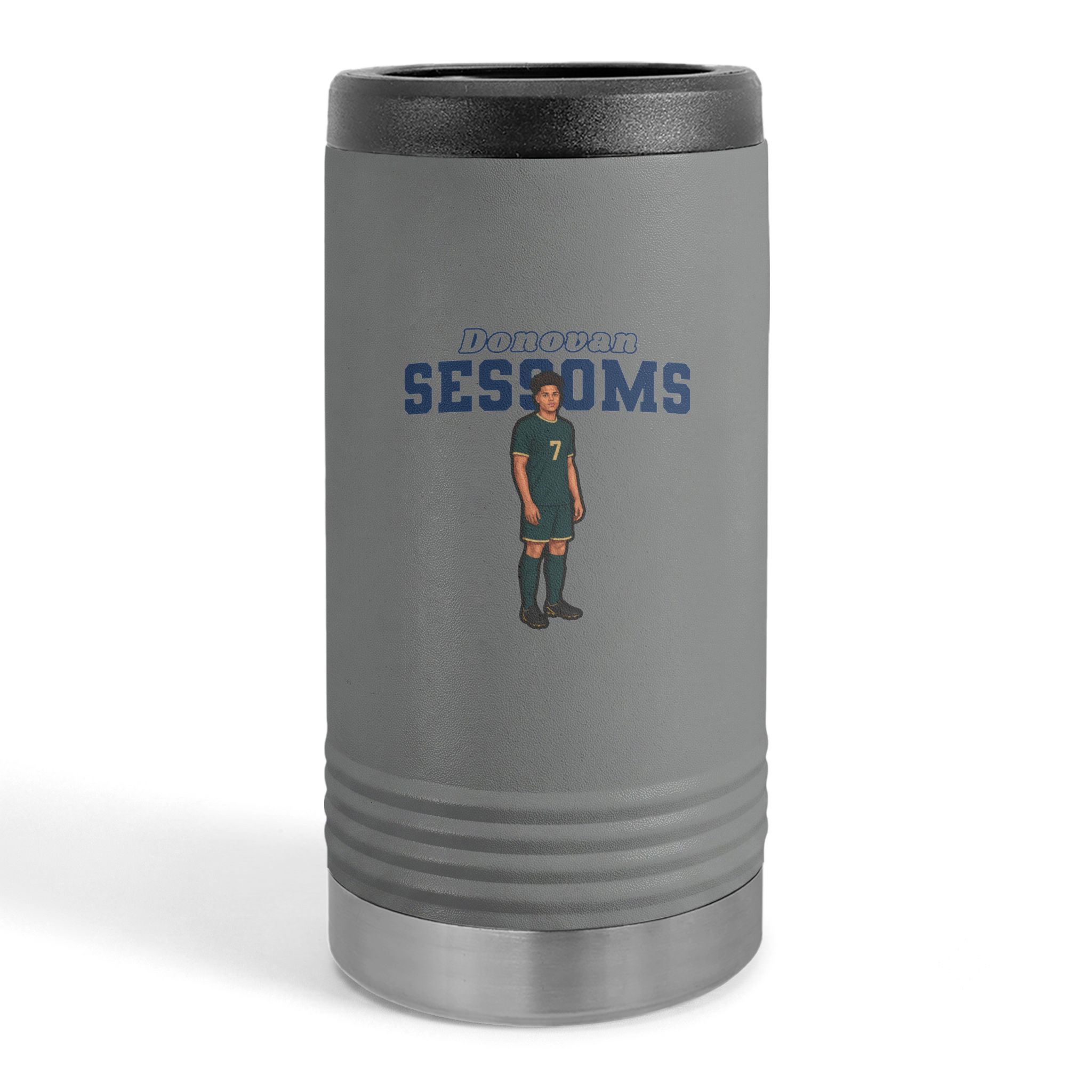 Slim Stainless Can Cooler — character_name_arch in Grey