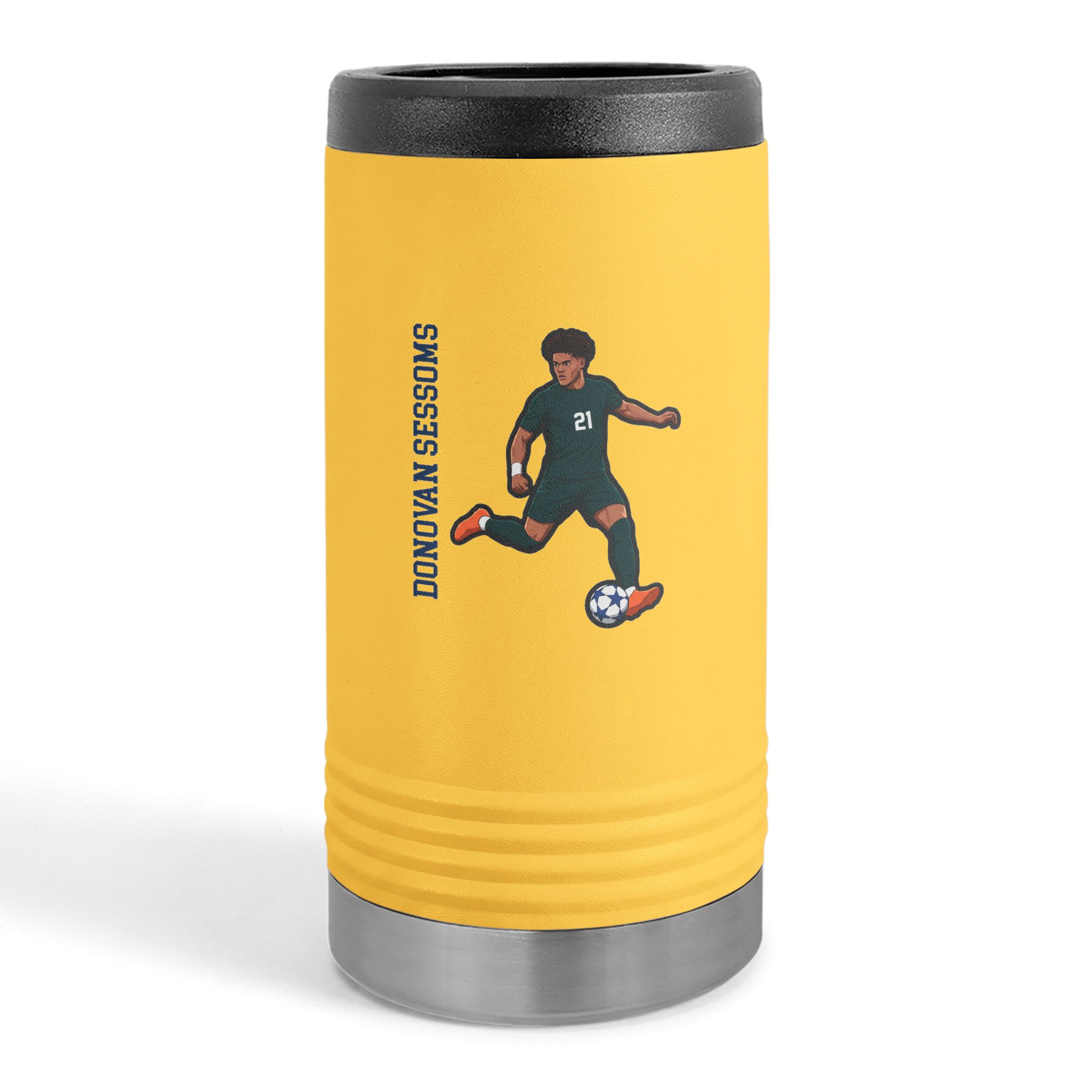 Slim Stainless Can Cooler — character_name_vertical in Yellow