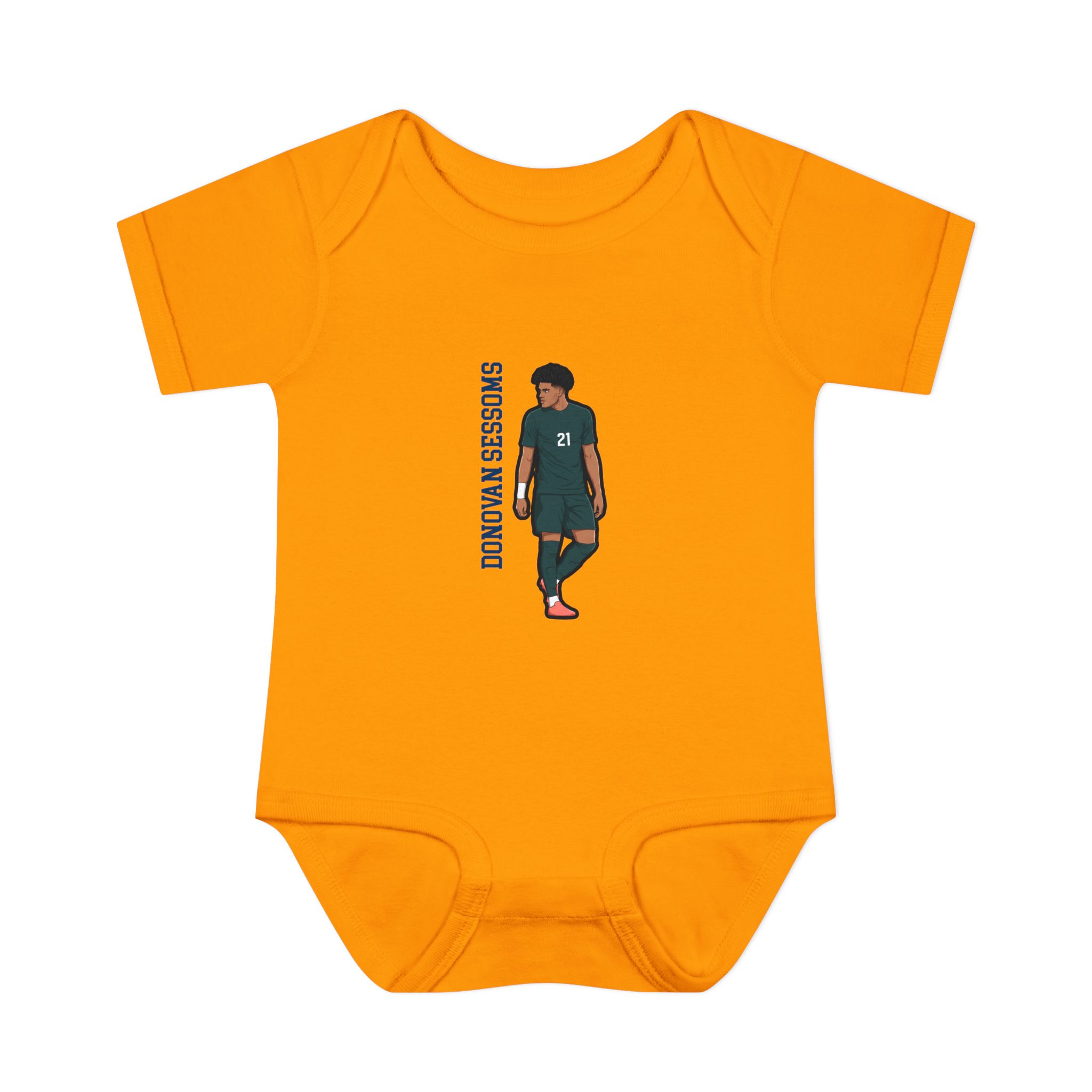 Baby Onesie — character_name_vertical in Gold