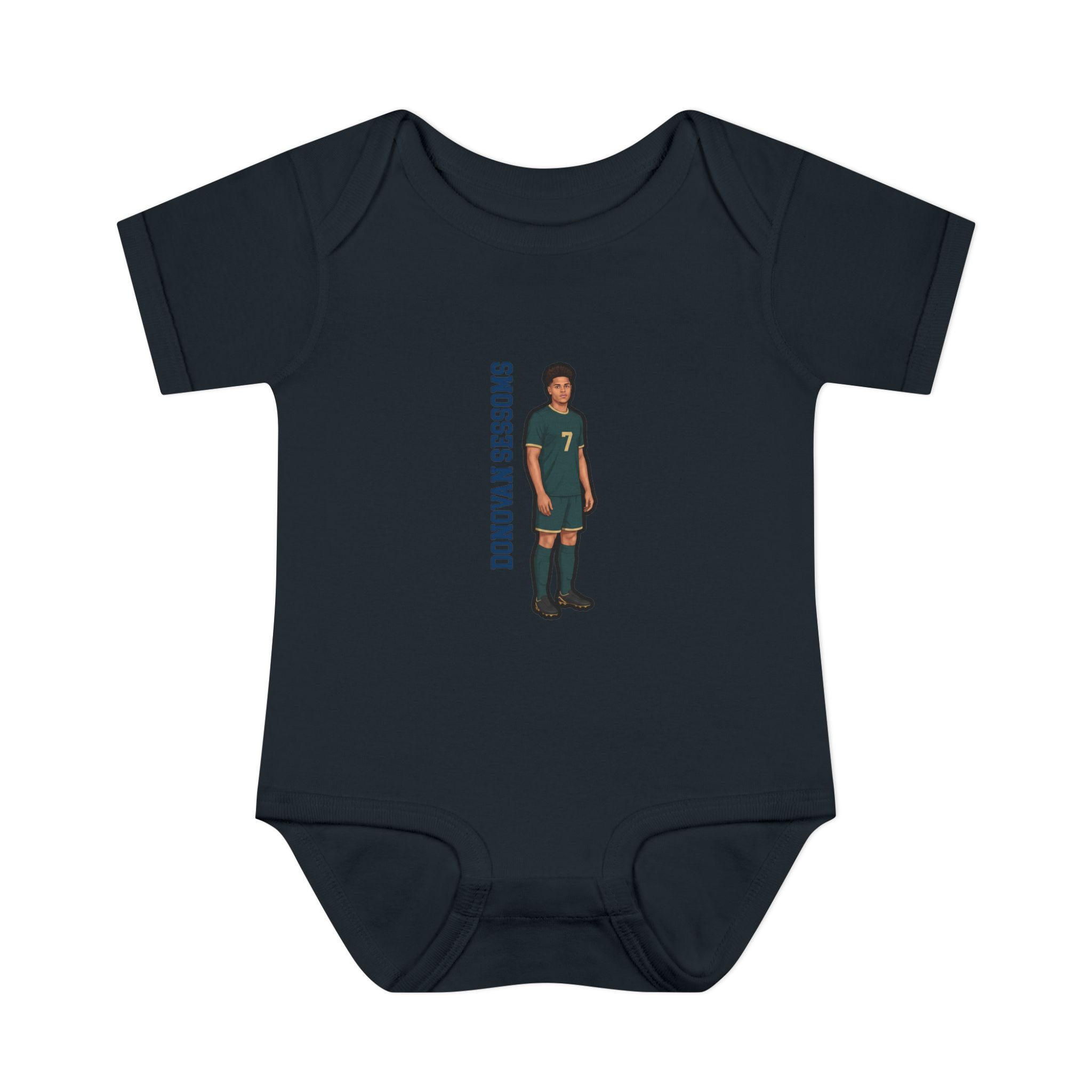 Baby Onesie — character_name_vertical in Black