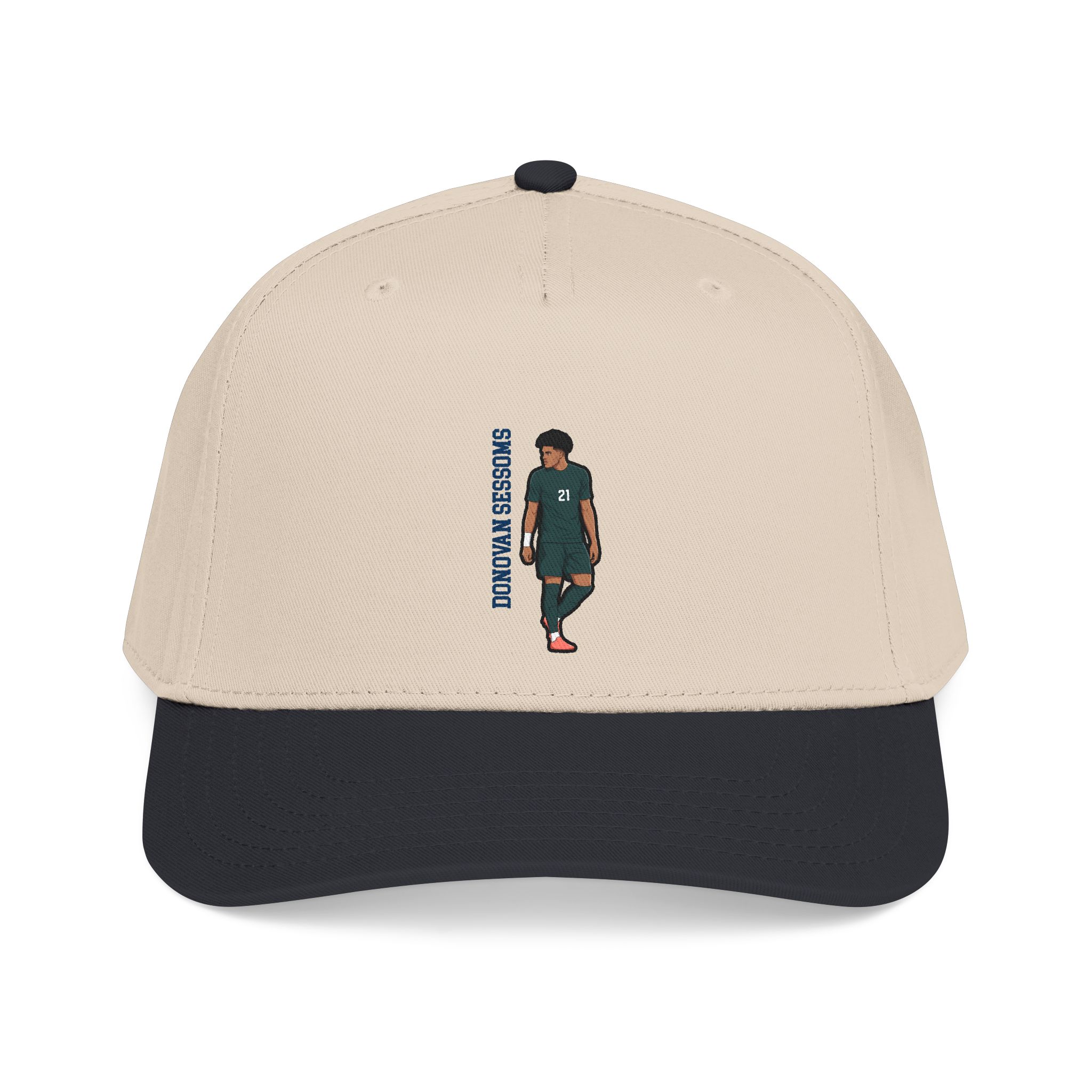 Baseball Cap — character_name_vertical in Black / Natural