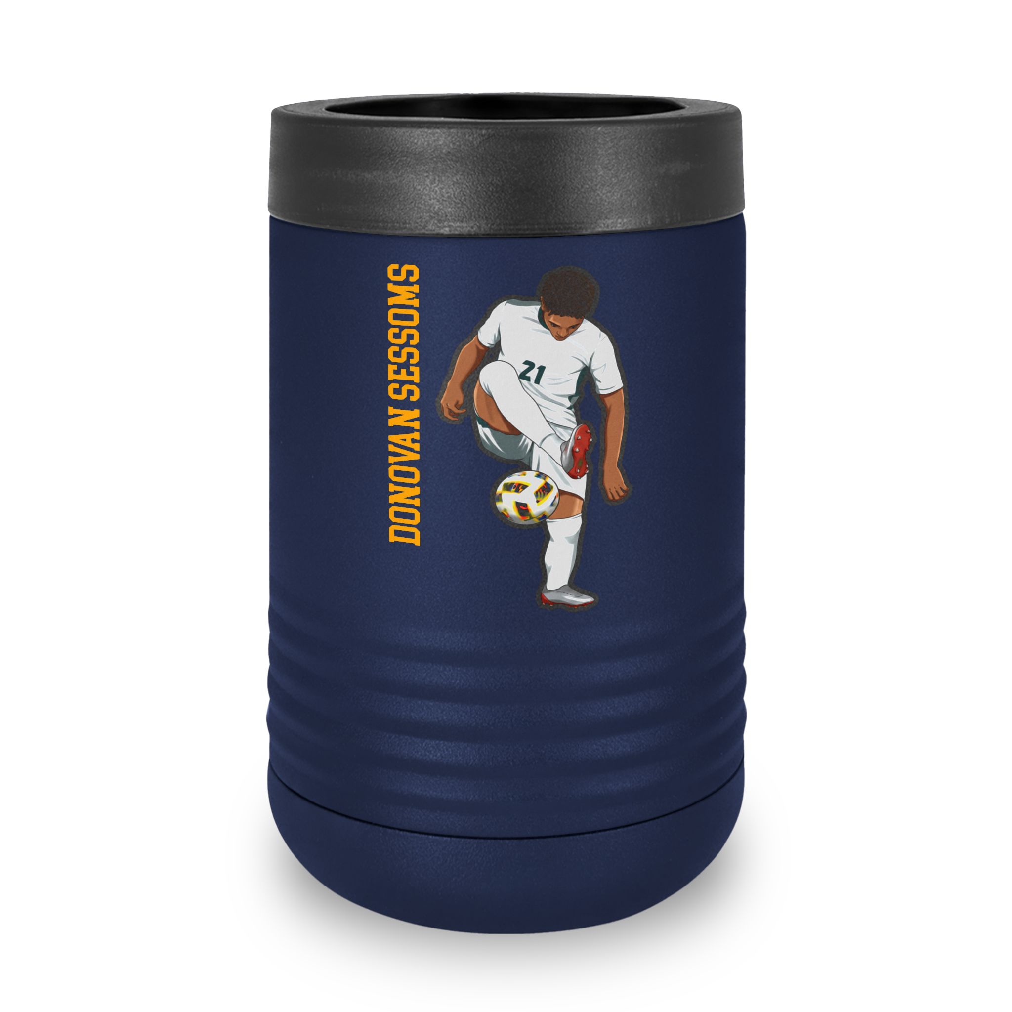 Stainless Can Cooler — character_name_vertical in Navy