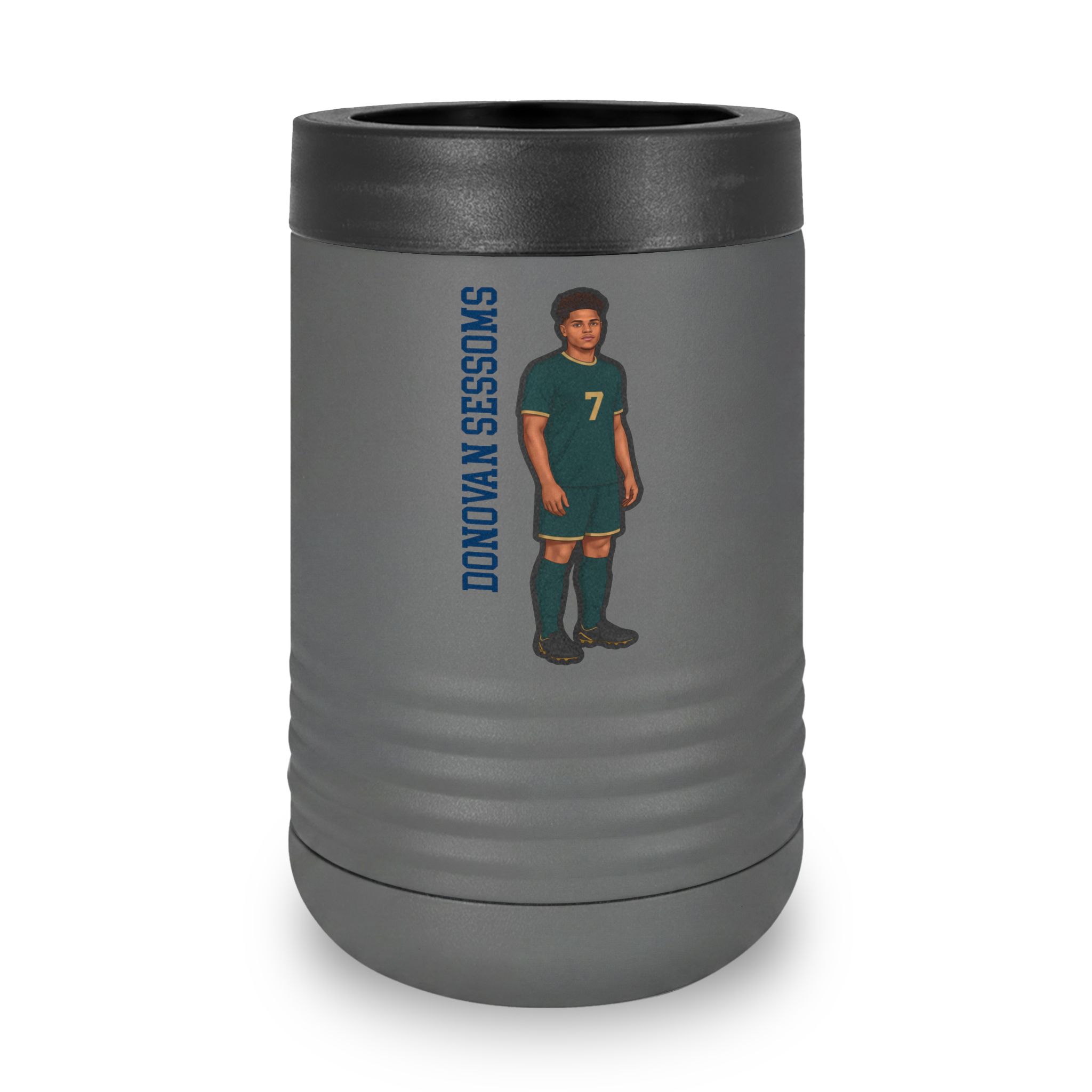 Stainless Can Cooler — character_name_vertical in Grey