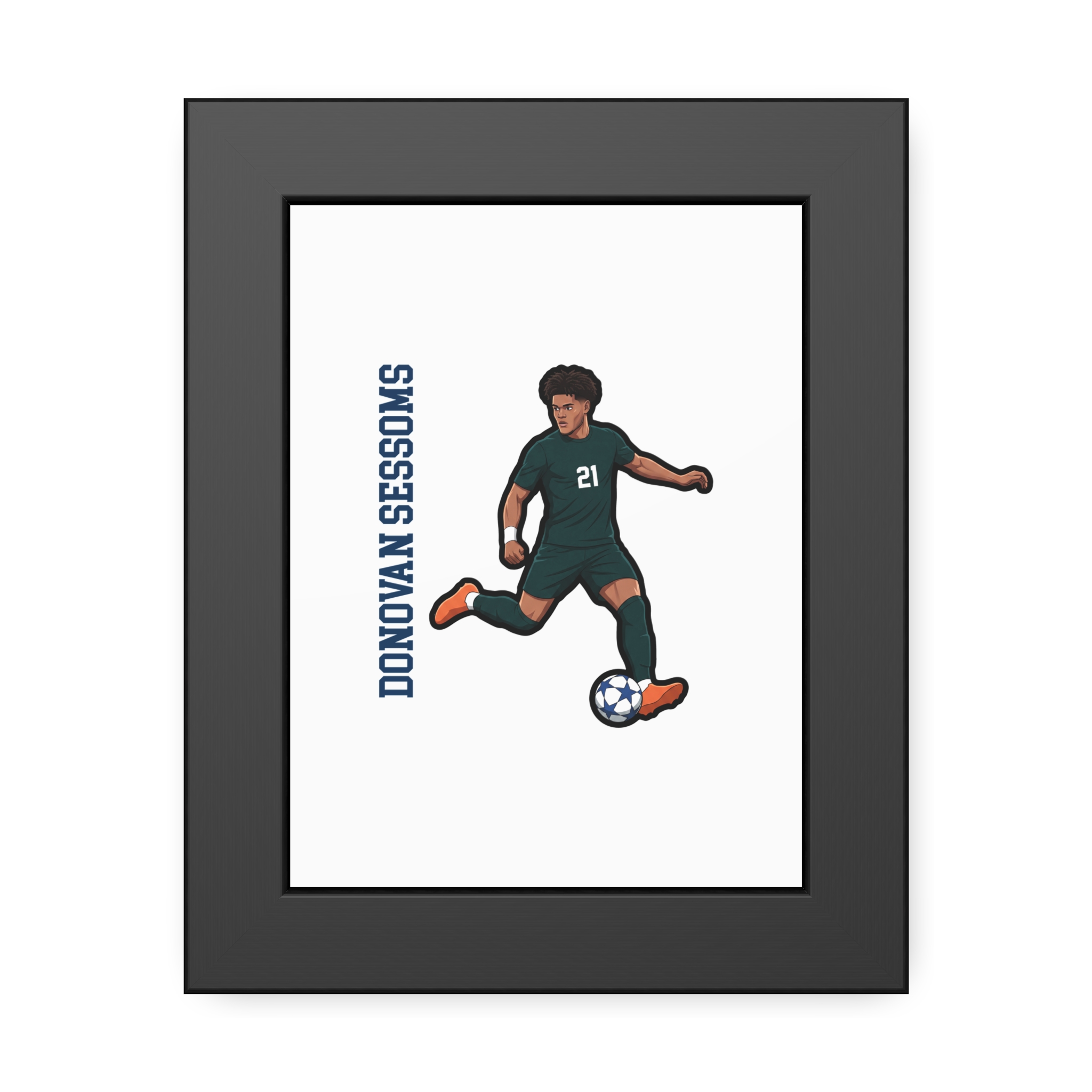 Framed Poster — character_name_vertical in Black