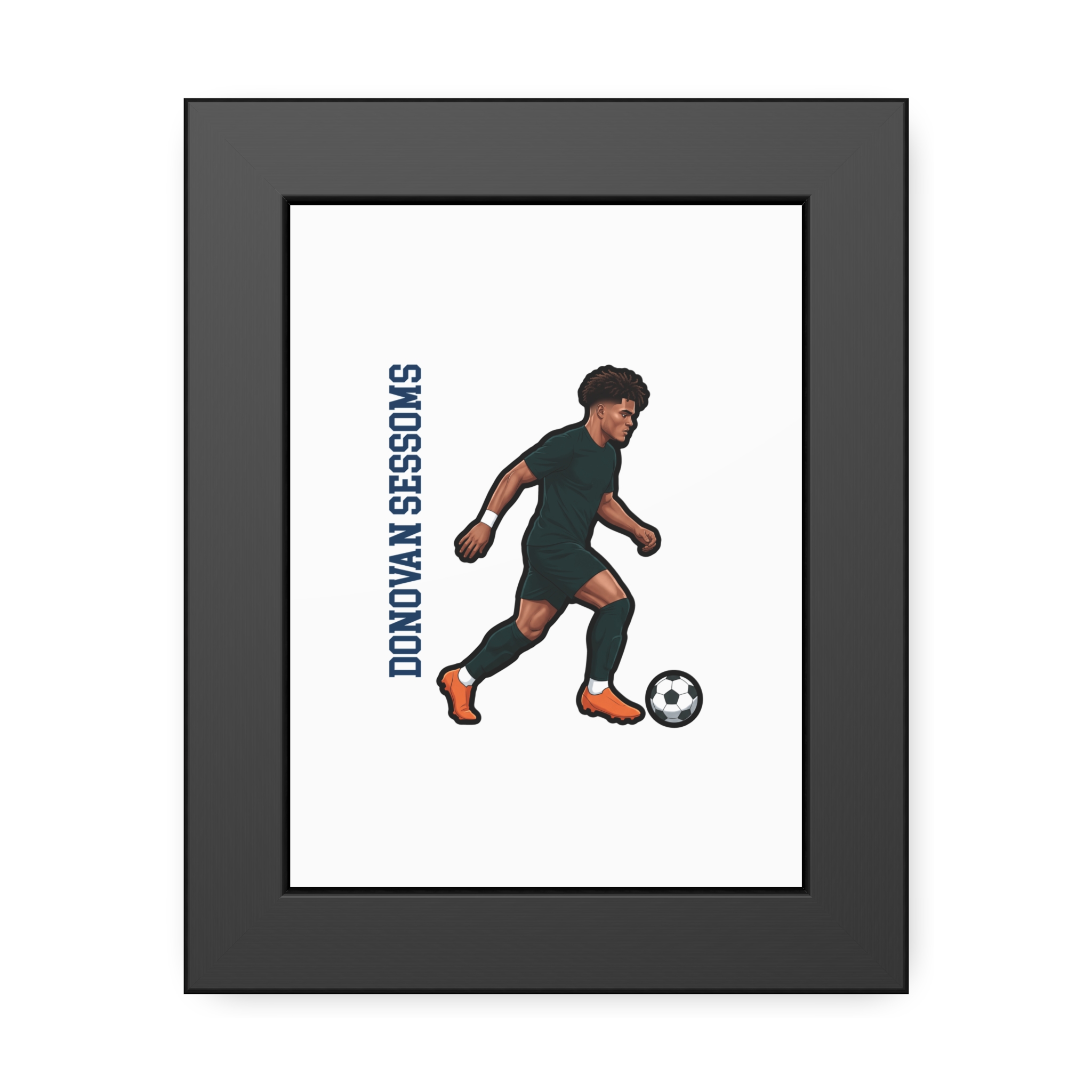 Framed Poster — character_name_vertical in Black