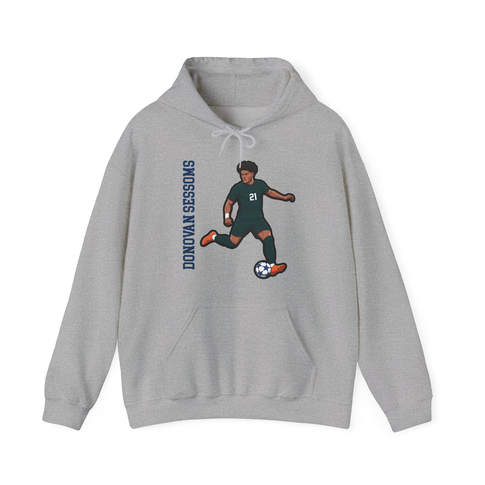 Hoodie — character_name_vertical in Grey