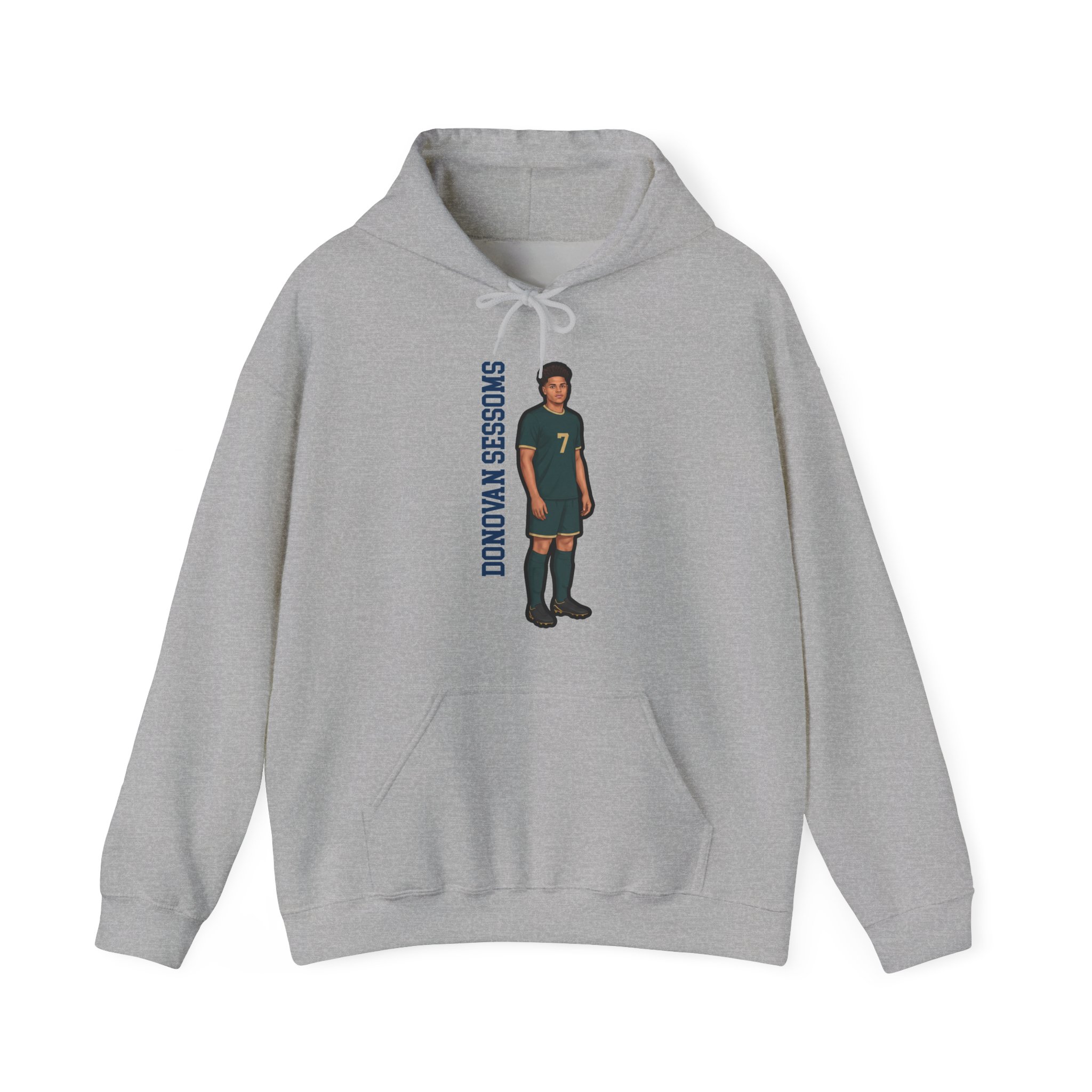 Hoodie — character_name_vertical in Grey