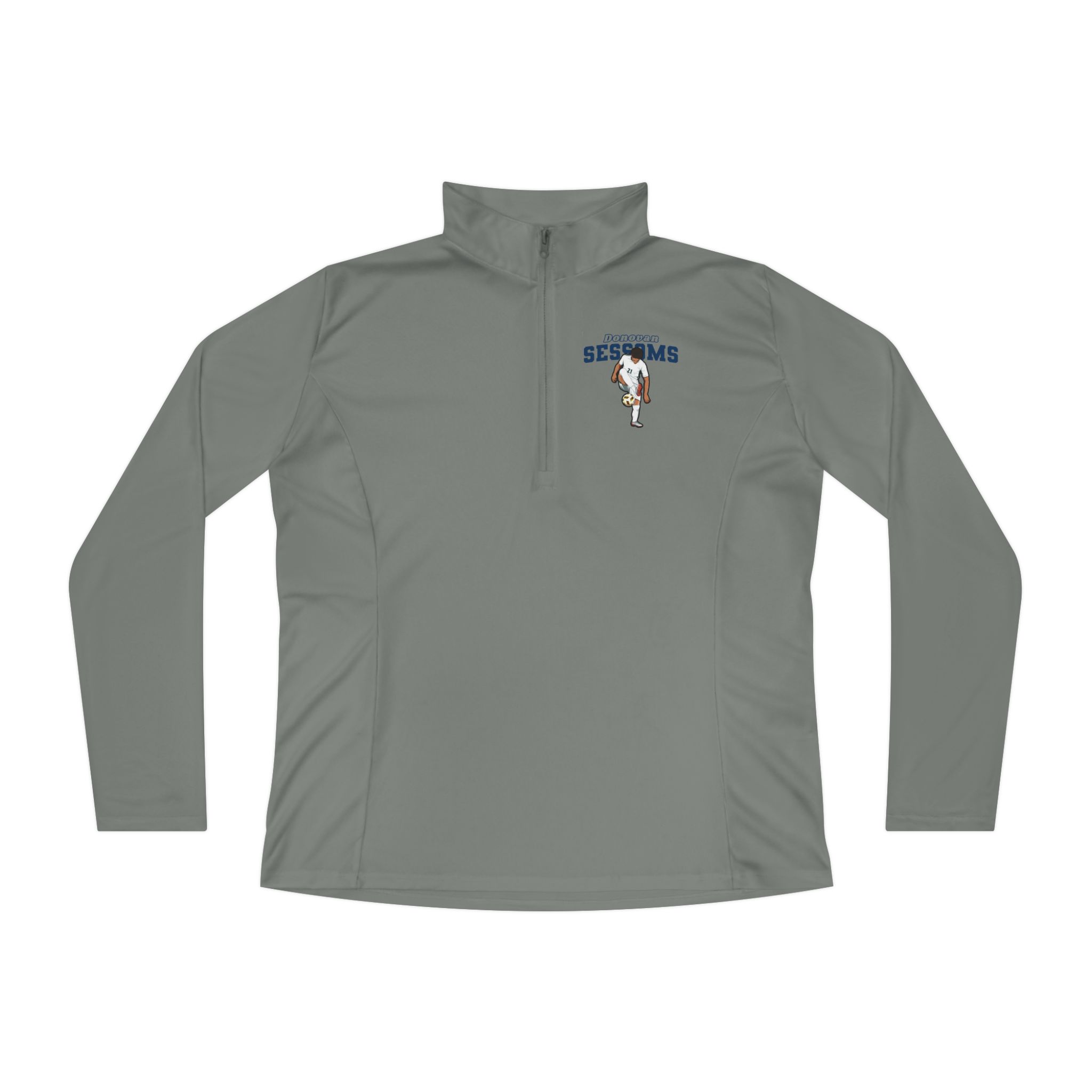 Women's Q-Zip Pullover — character_name_arch in Grey