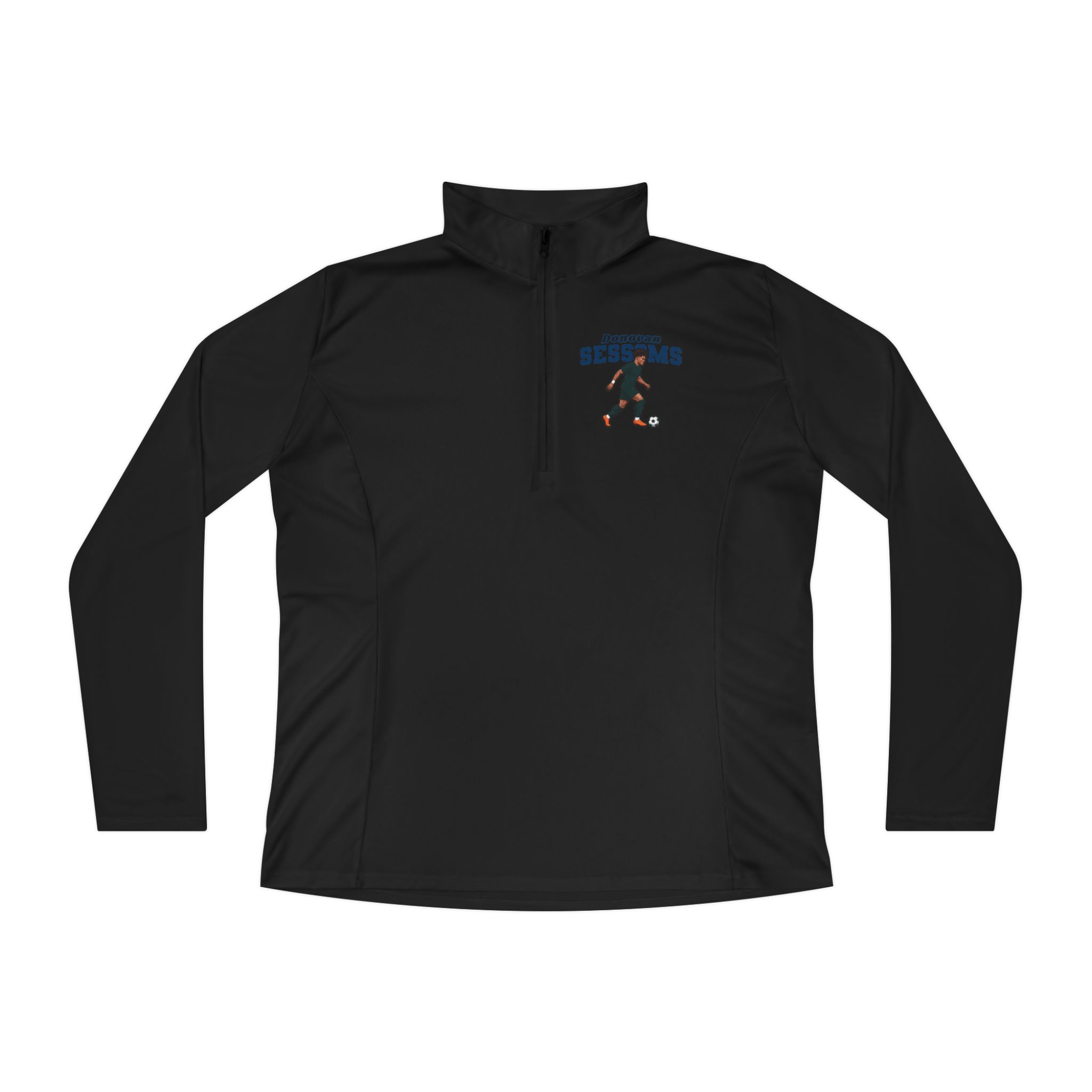 Women's Q-Zip Pullover — character_name_arch in Black