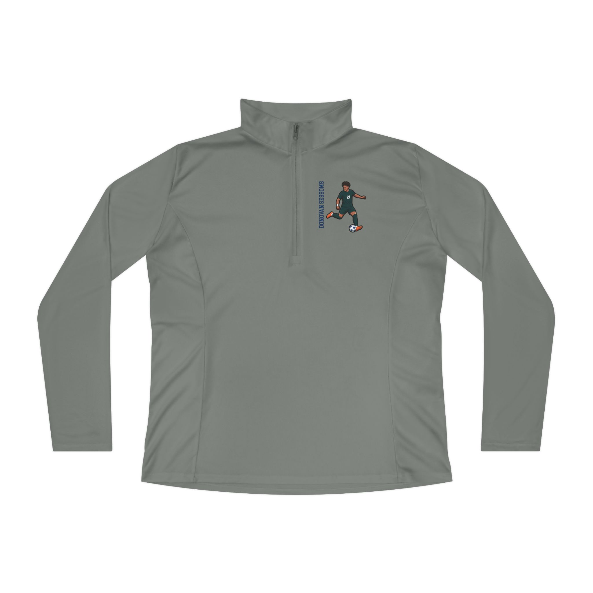 Women's Q-Zip Pullover — character_name_vertical in Grey