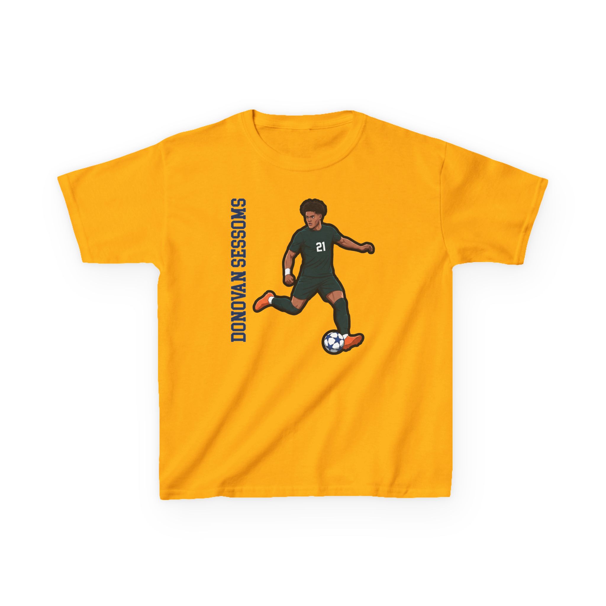 Youth Tee — character_name_vertical in Gold