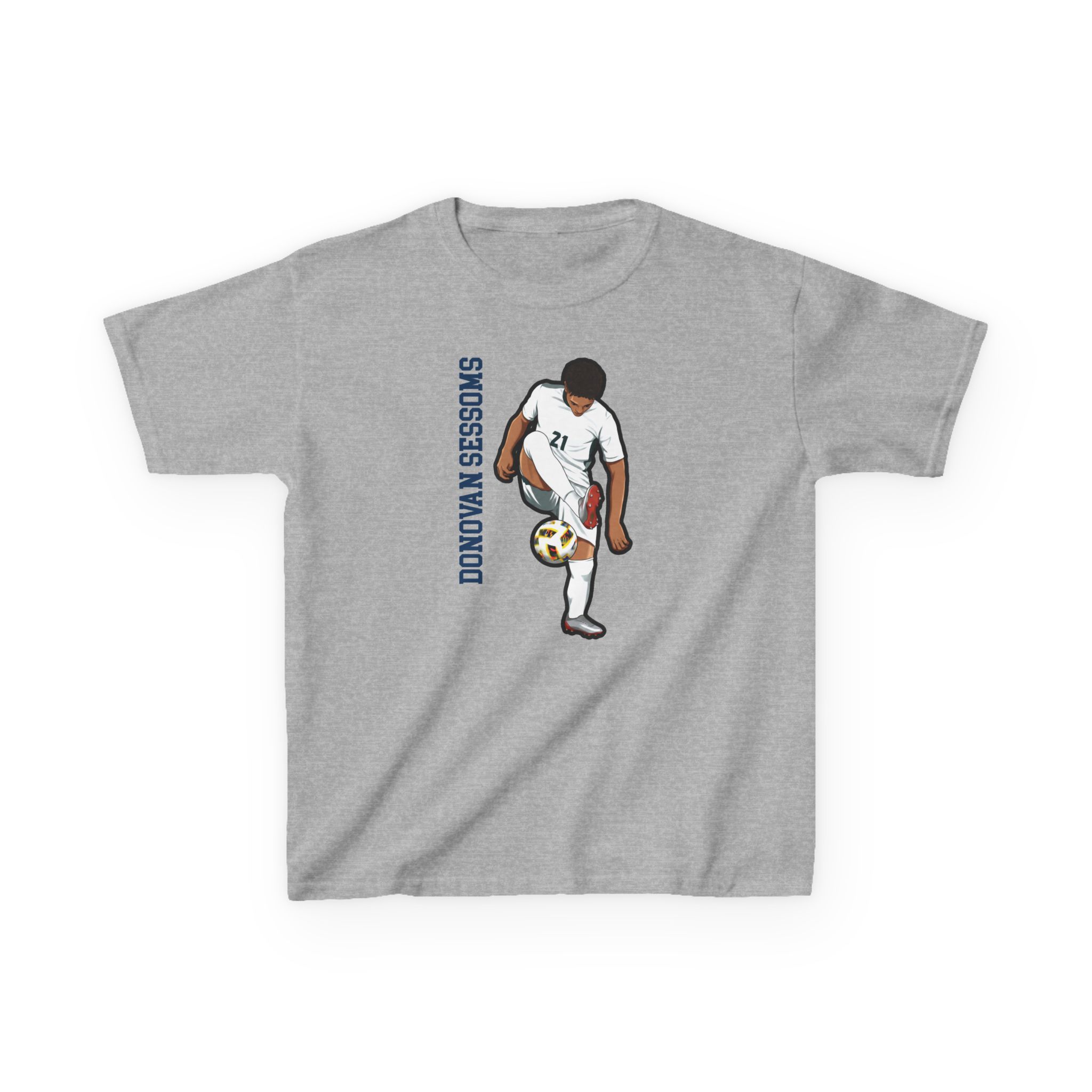 Youth Tee — character_name_vertical in Grey