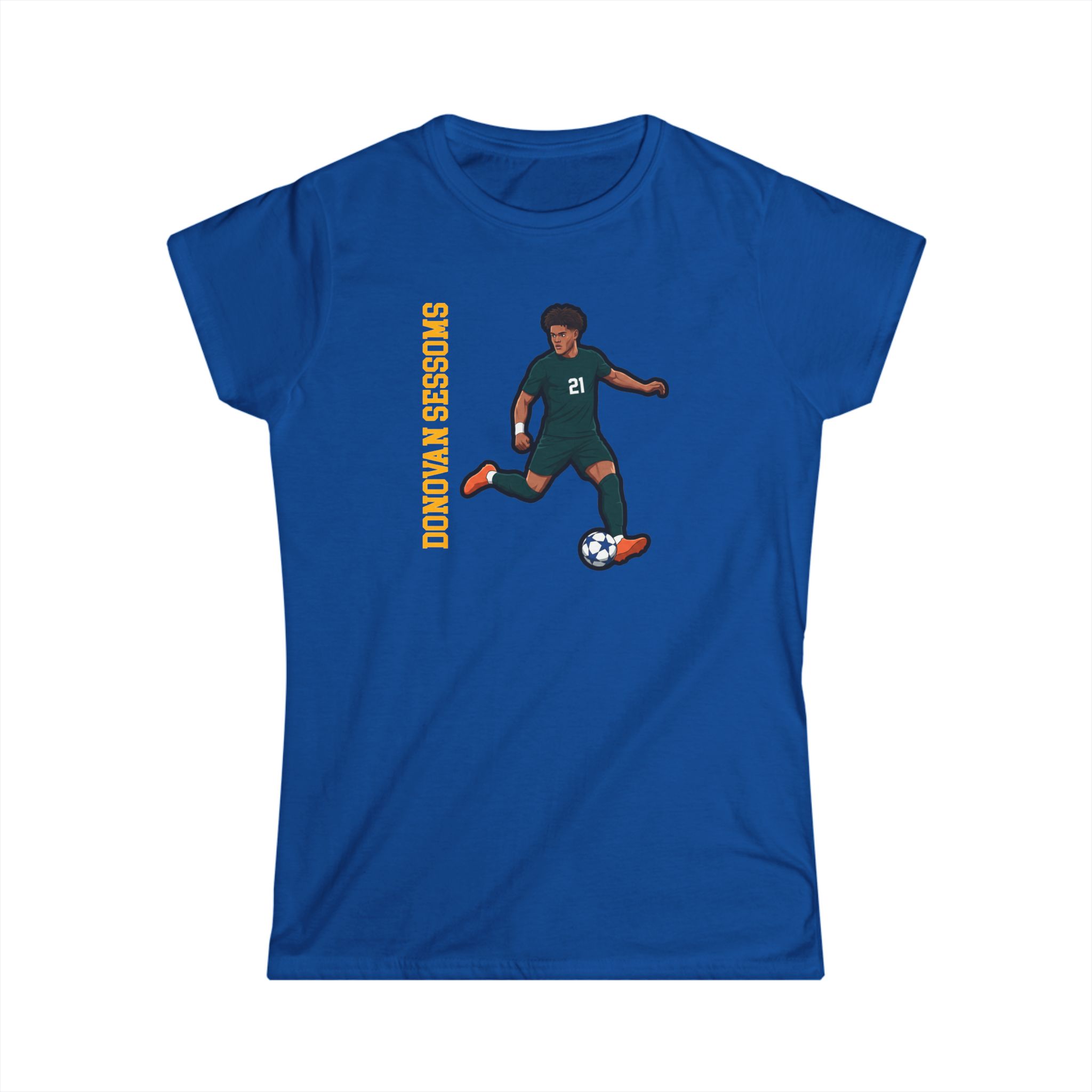 Women's Softstyle Tee — character_name_vertical in Royal