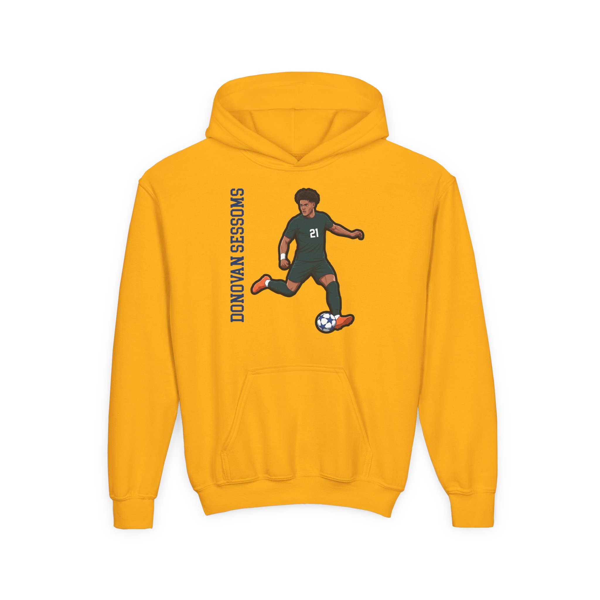 Youth Hoodie — character_name_vertical in Gold