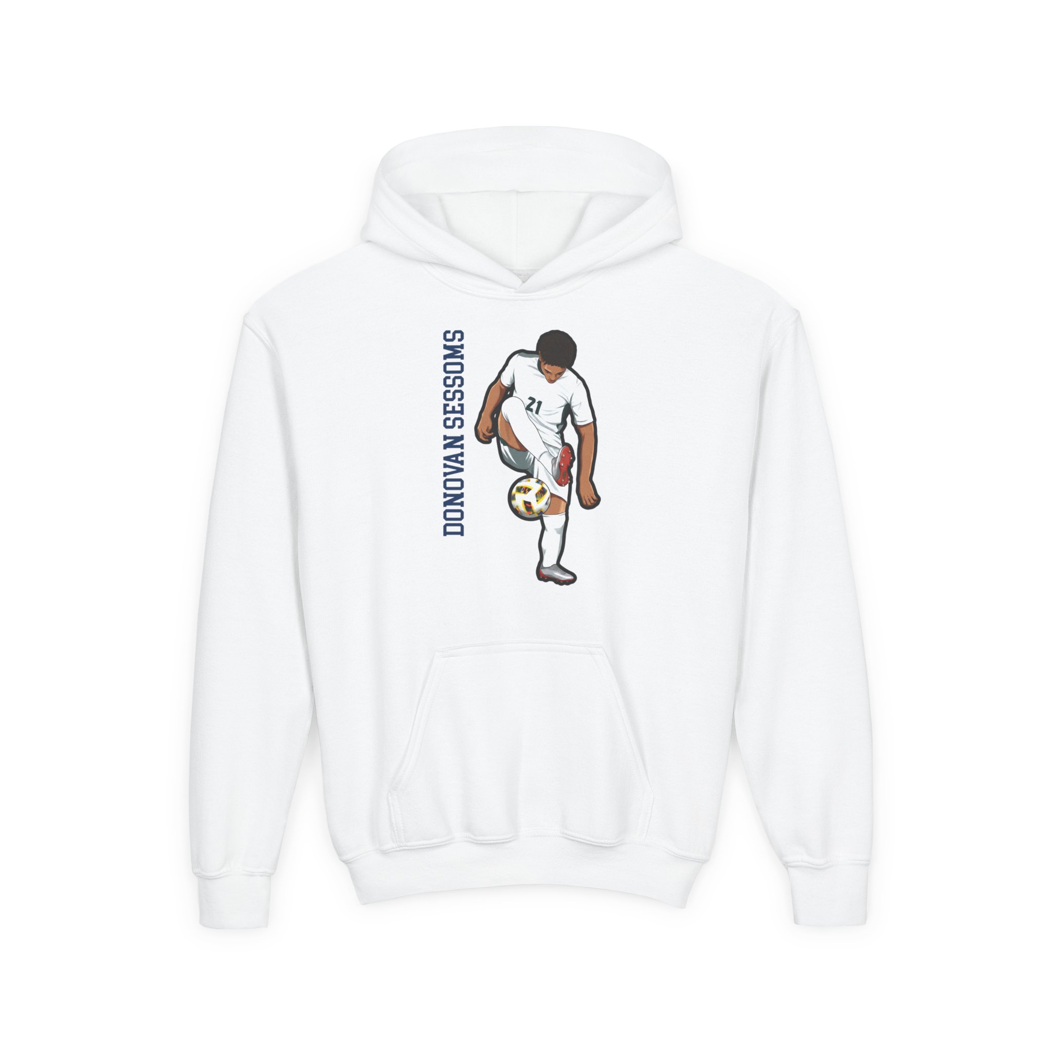 Youth Hoodie — character_name_vertical in White