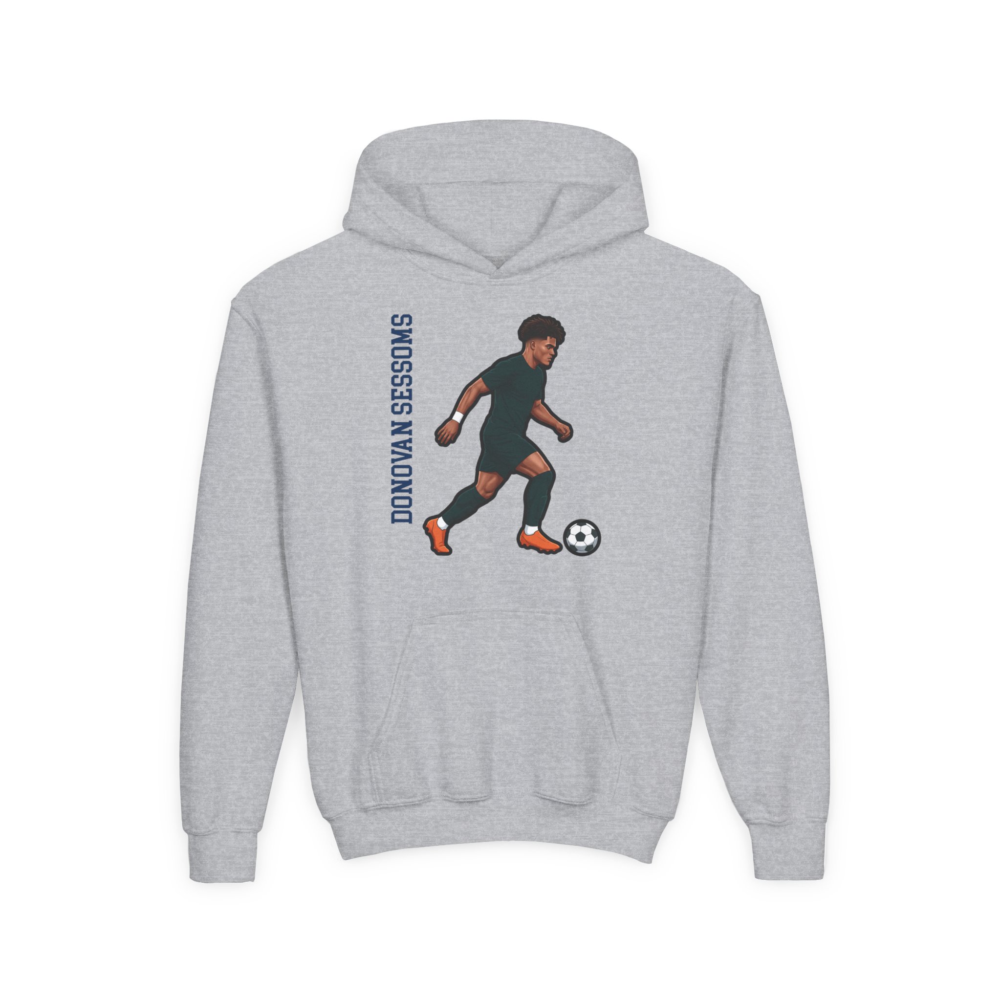 Youth Hoodie — character_name_vertical in Grey