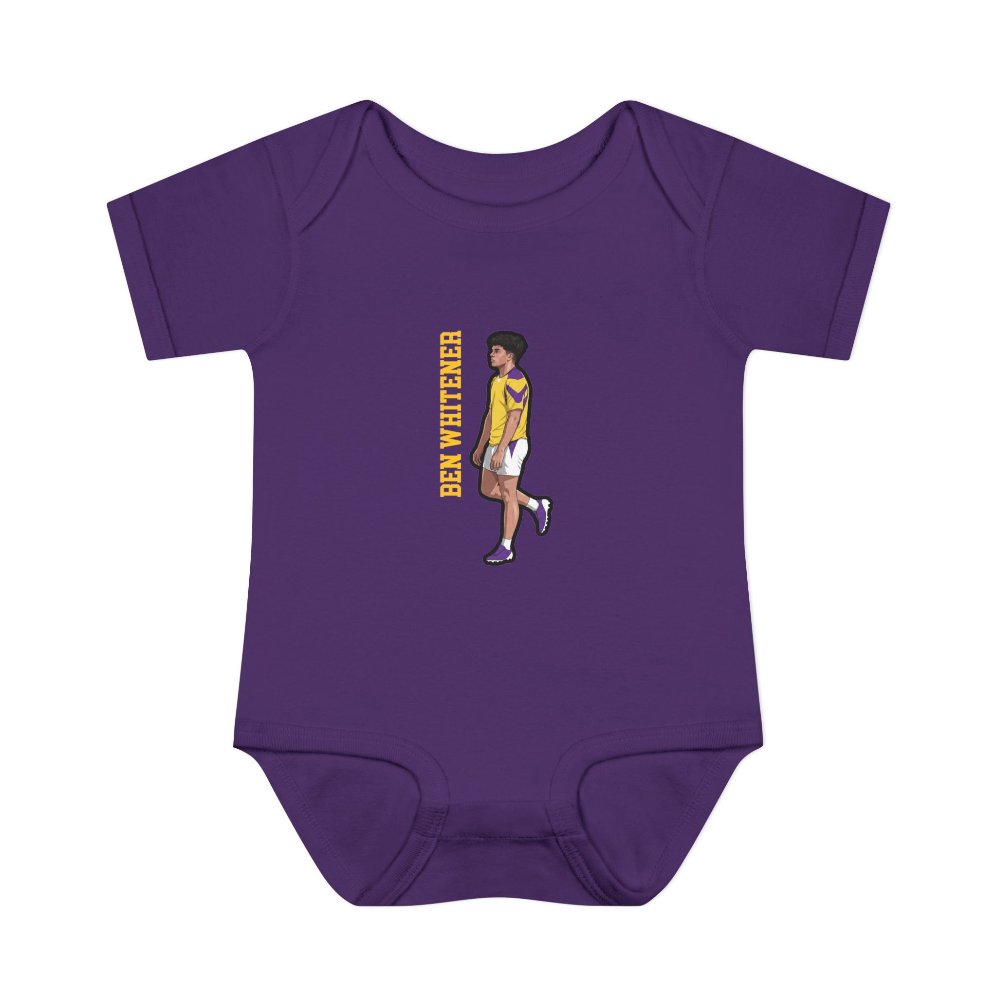 Baby Onesie — character_name_vertical in Purple