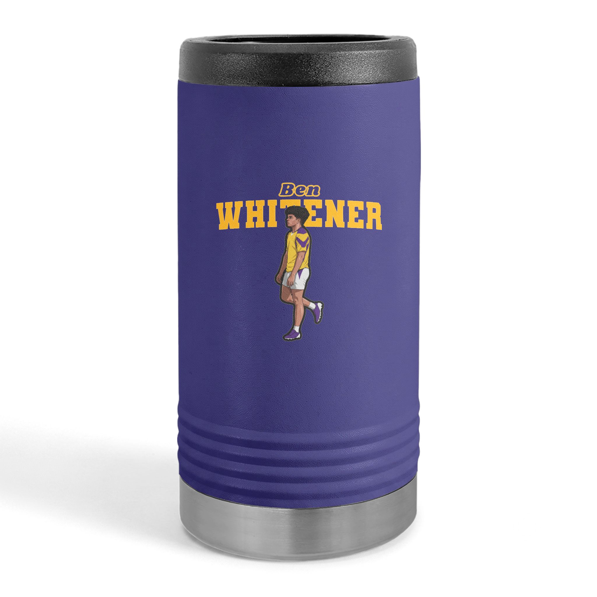 Slim Stainless Can Cooler — character_name_arch in Purple