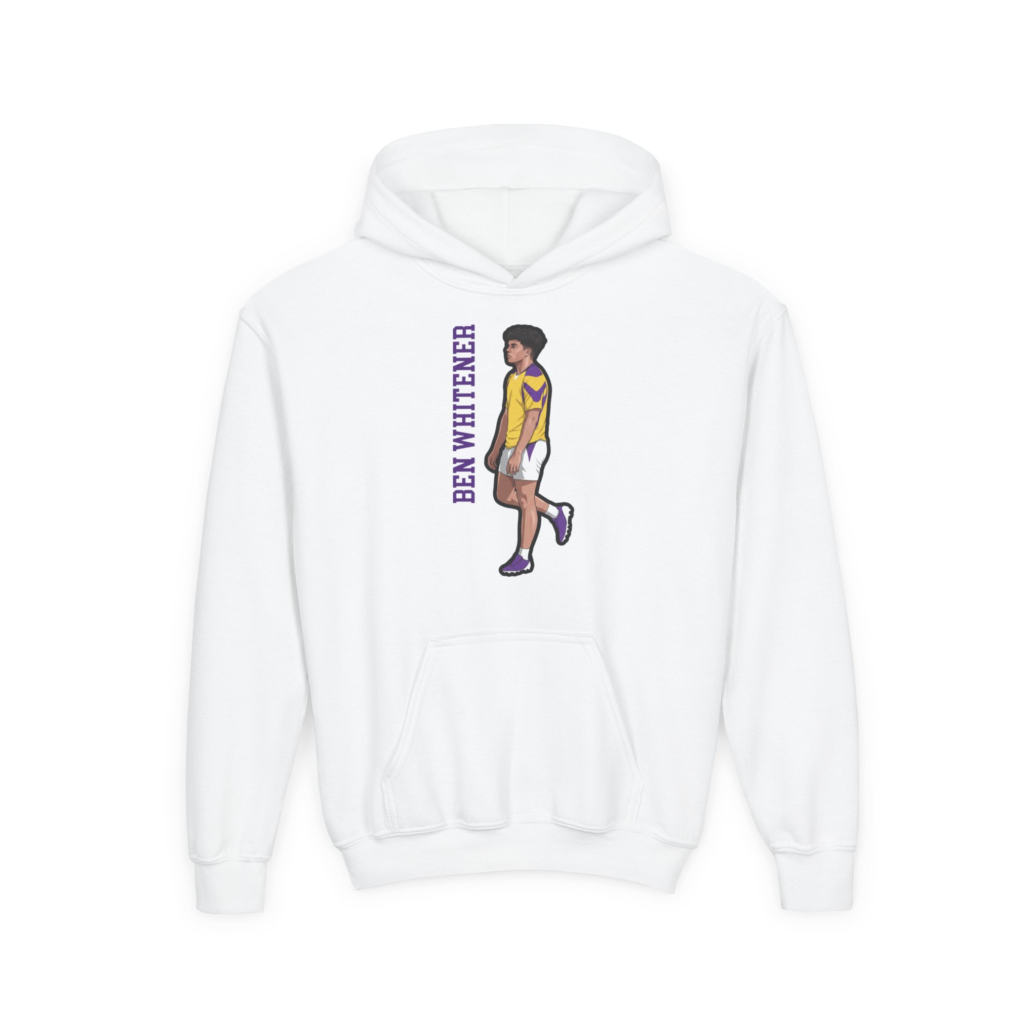Youth Hoodie — character_name_vertical in White