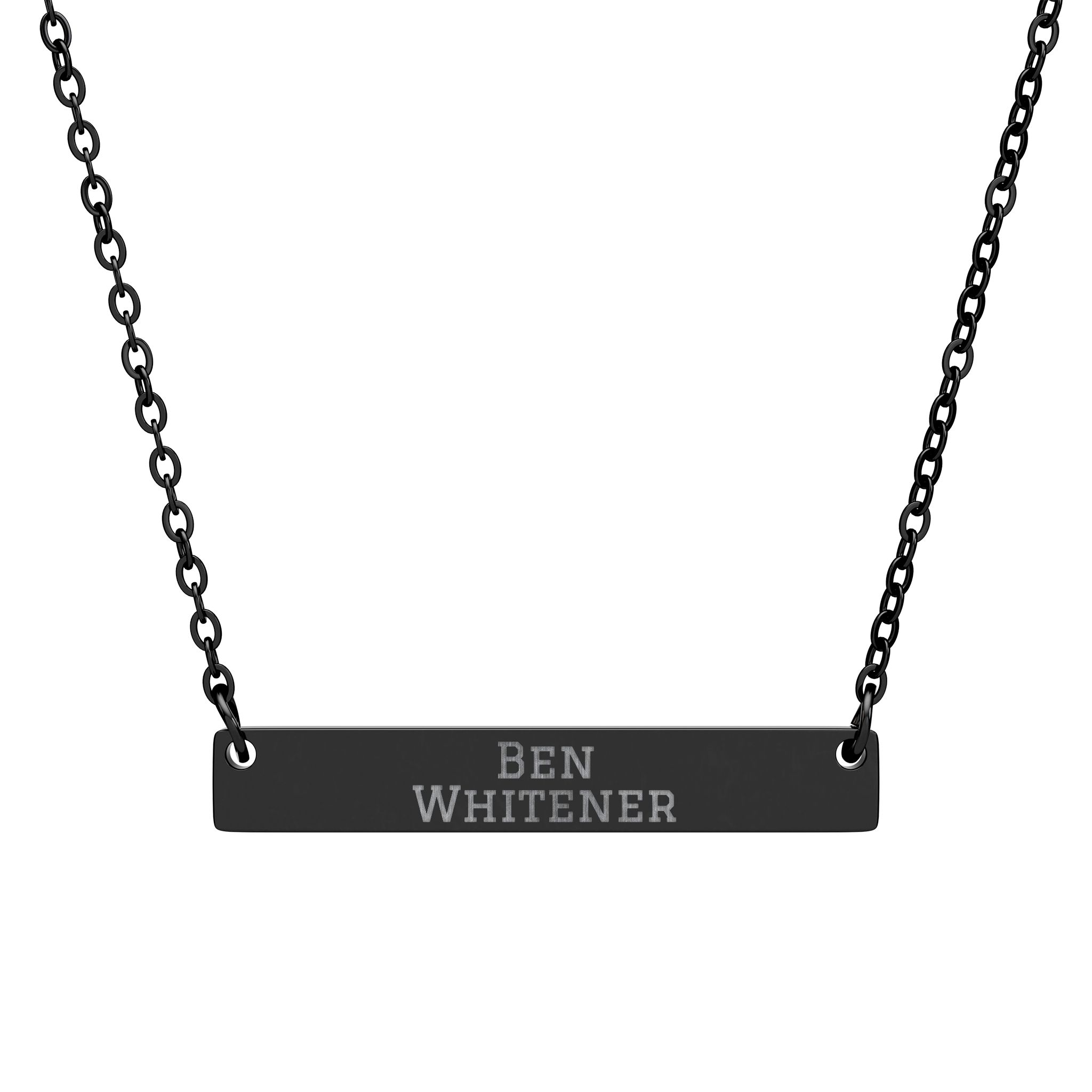 Engraved Bar Necklace — Classic in Black
