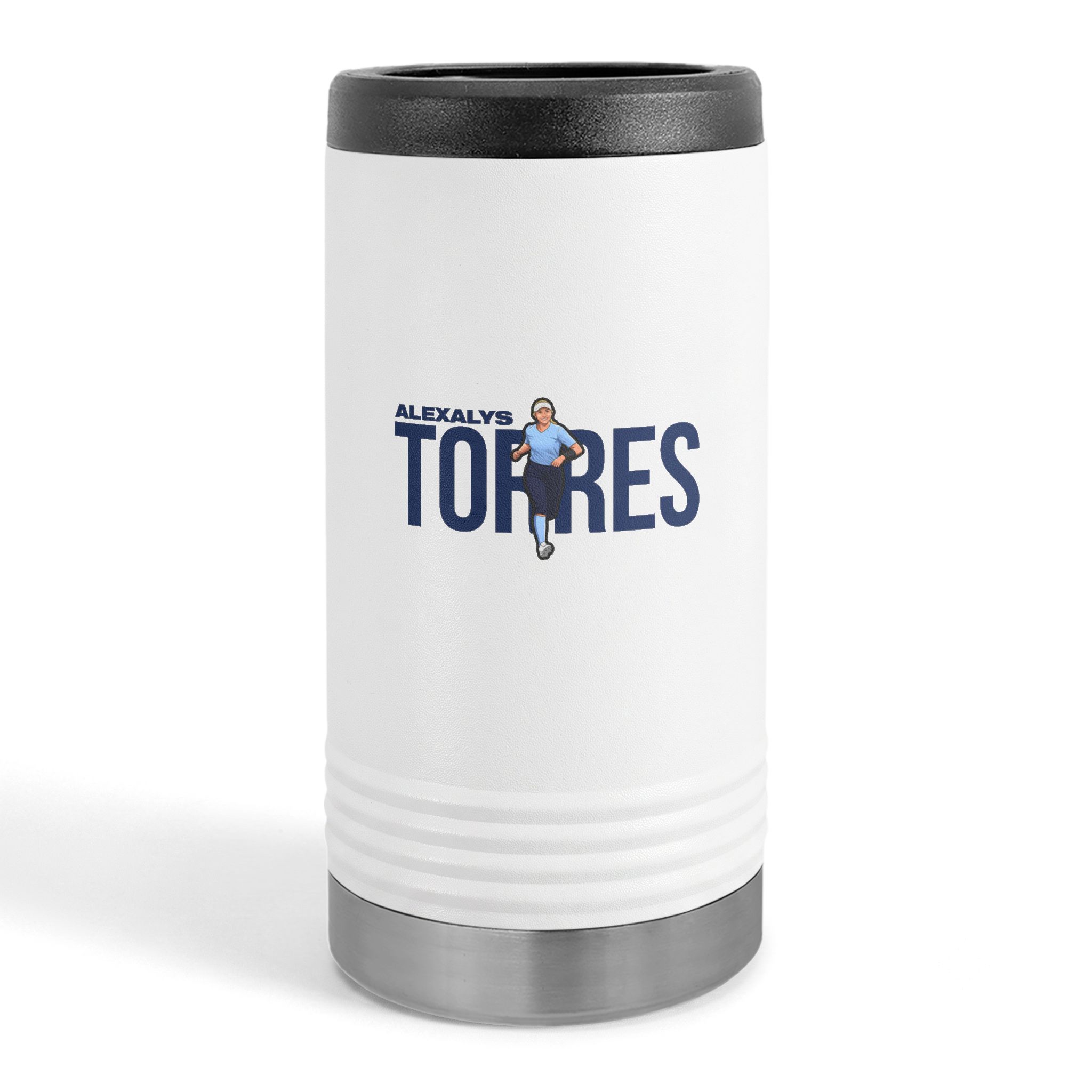 Slim Stainless Can Cooler — character_player_name in White