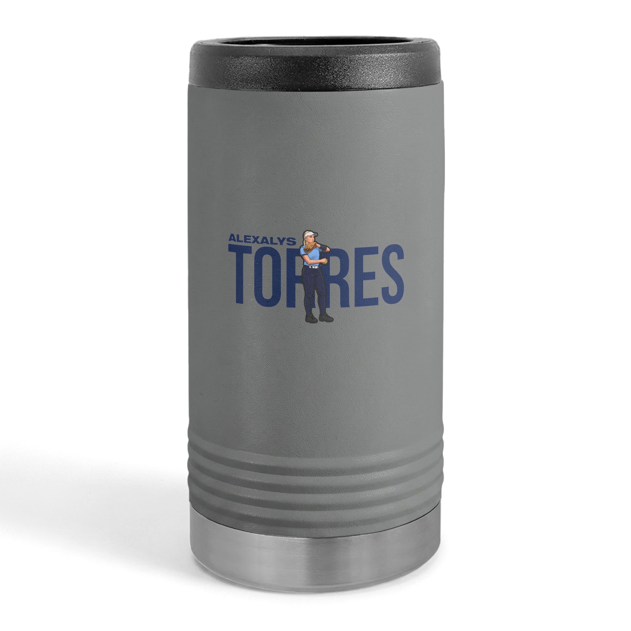 Slim Stainless Can Cooler — character_player_name in Grey