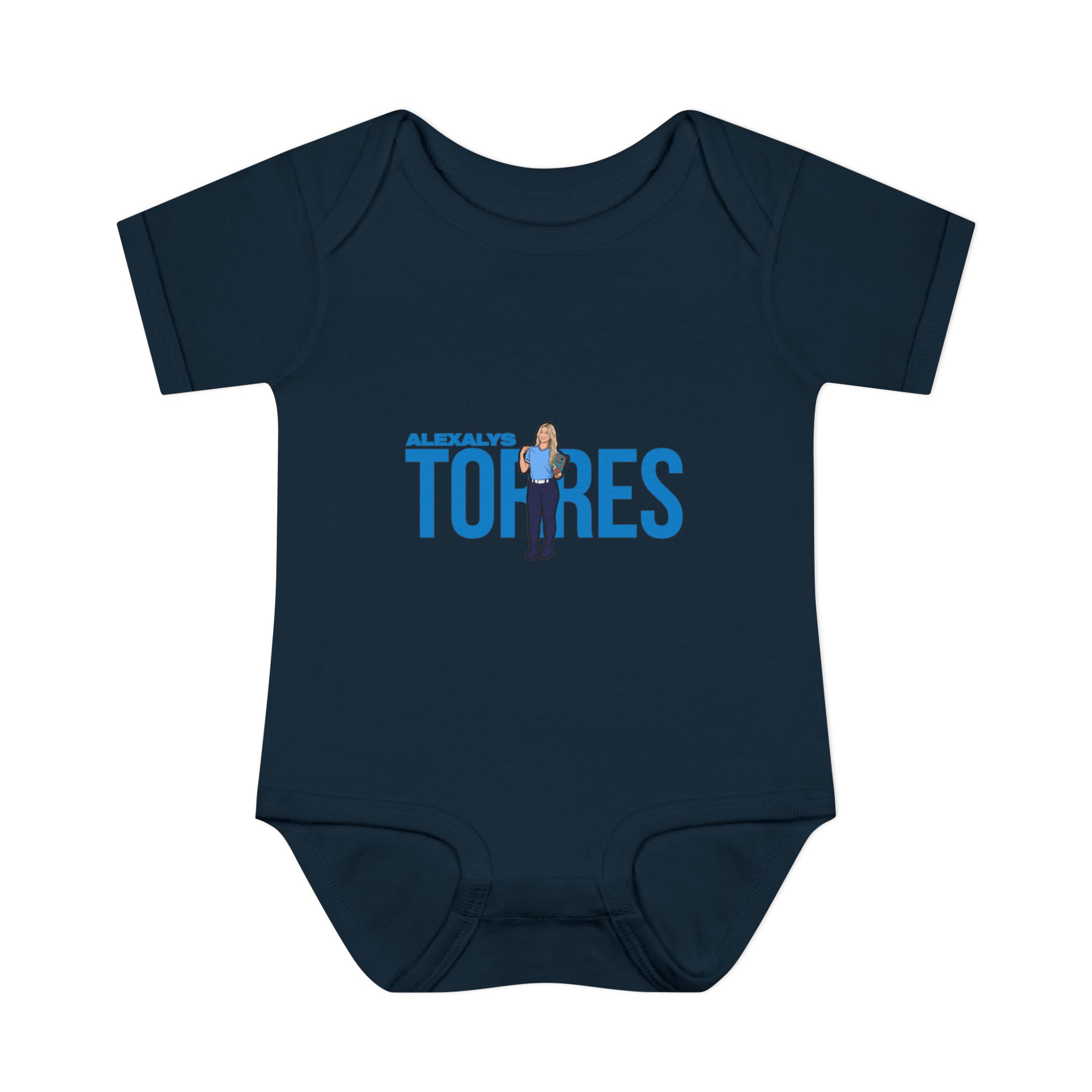 Baby Onesie — character_player_name in Navy