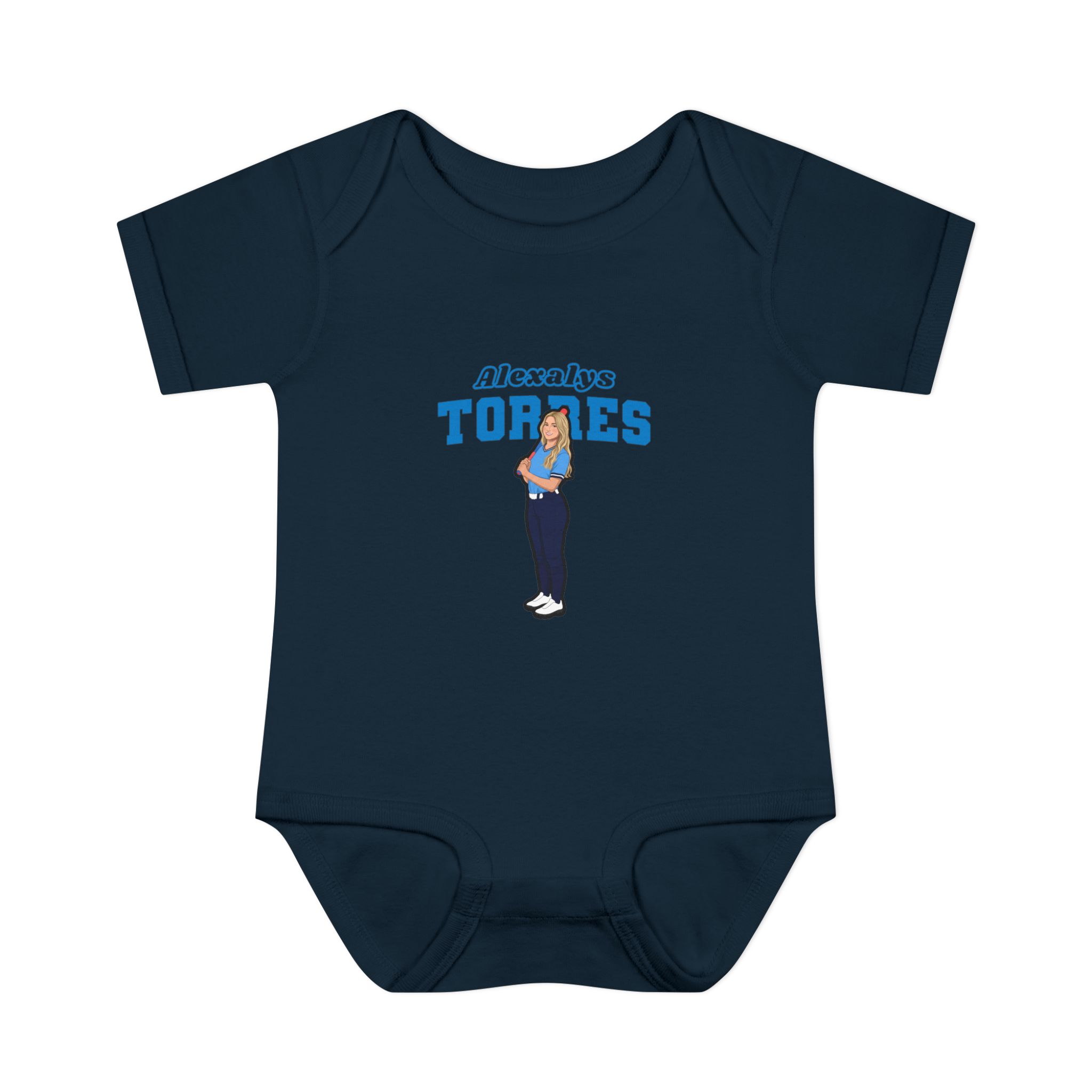 Baby Onesie — character_name_arch in Navy