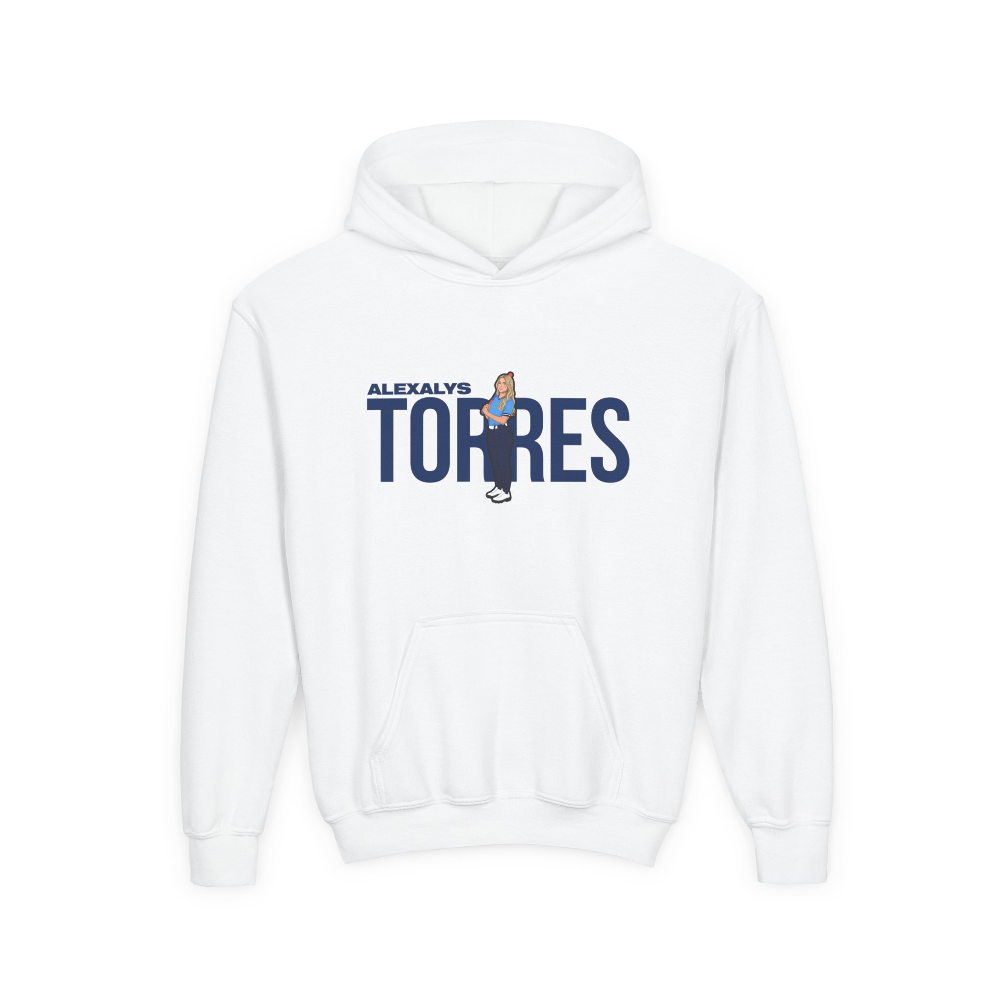Youth Hoodie — character_player_name in White