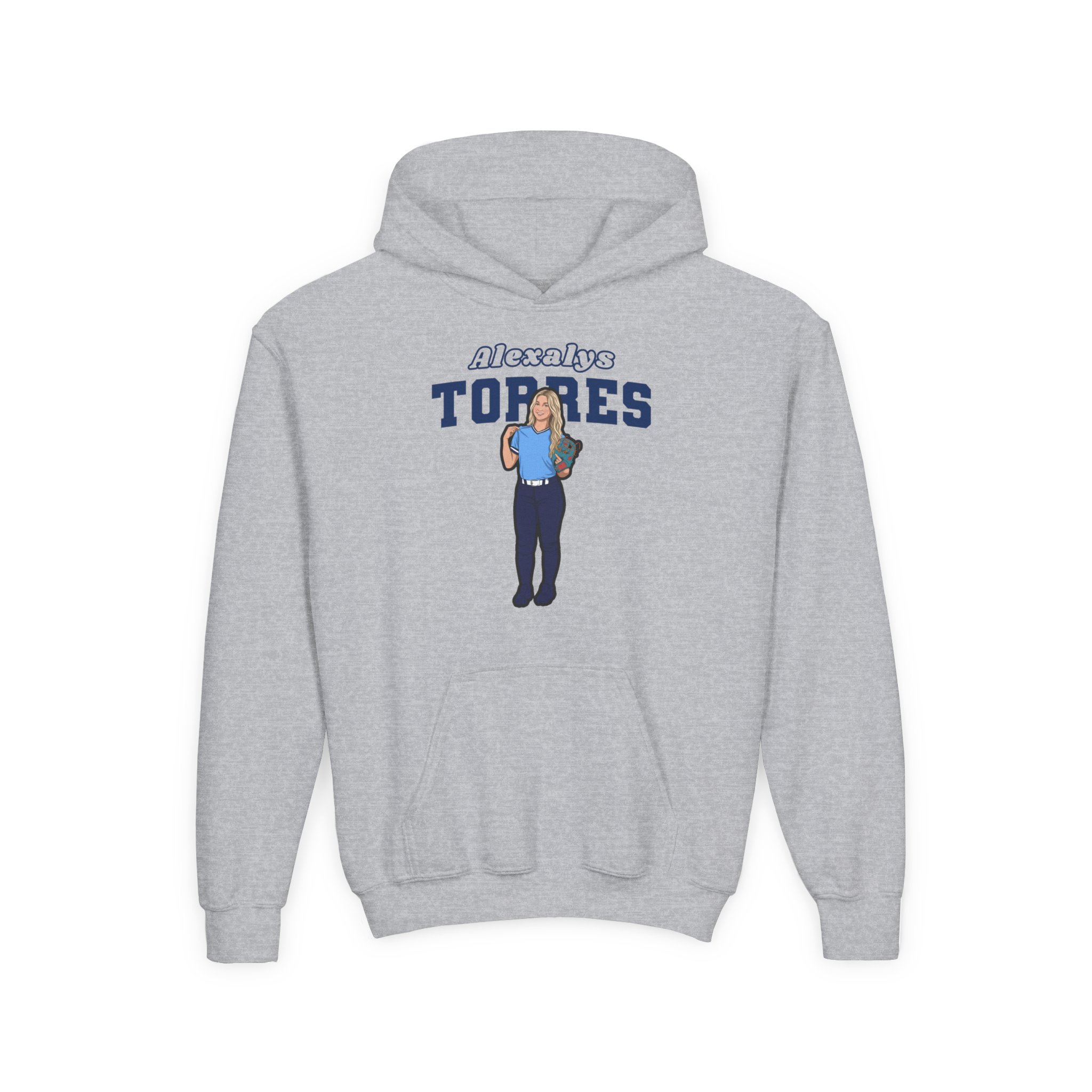 Youth Hoodie — character_name_arch in Grey