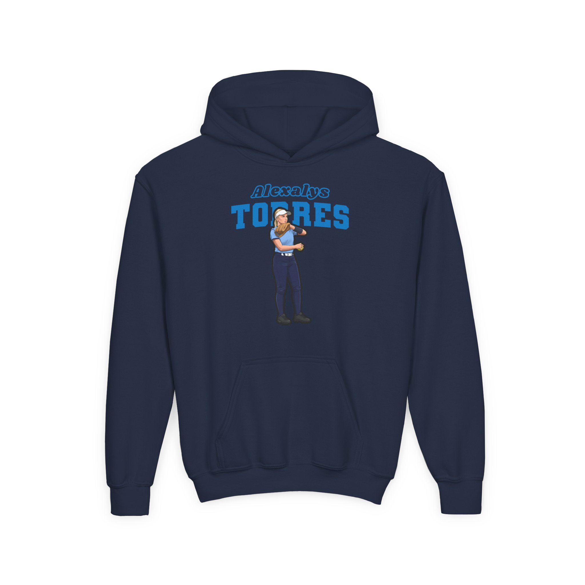 Youth Hoodie — character_name_arch in Navy