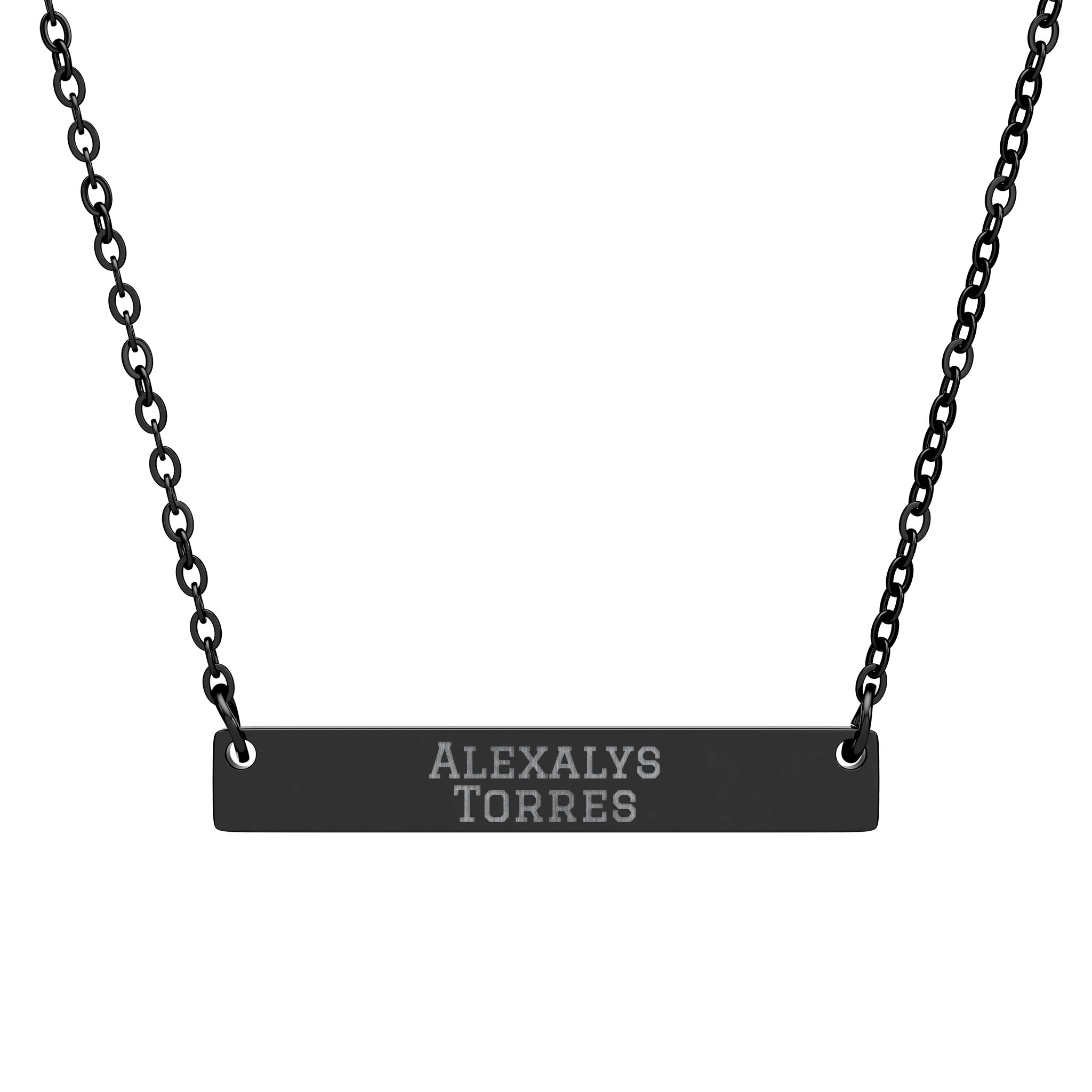 Engraved Bar Necklace — Classic in Black