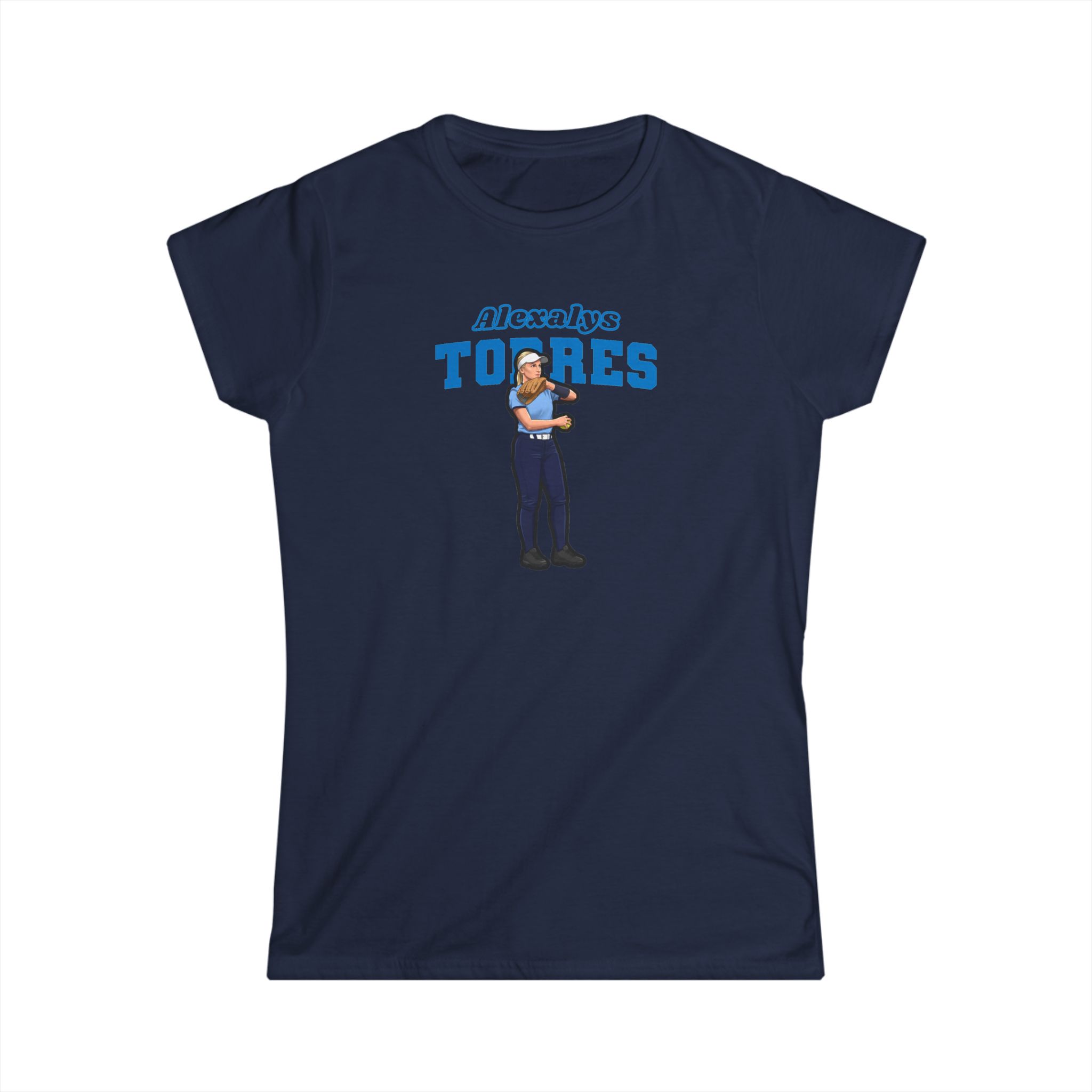 Women's Softstyle Tee — character_name_arch in Navy