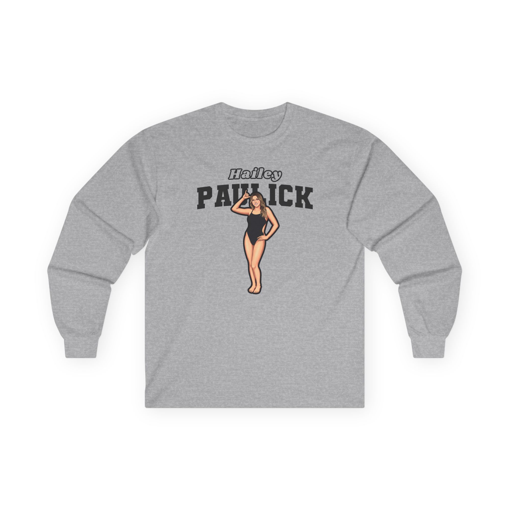 Long Sleeve Tee — character_name_arch in Grey