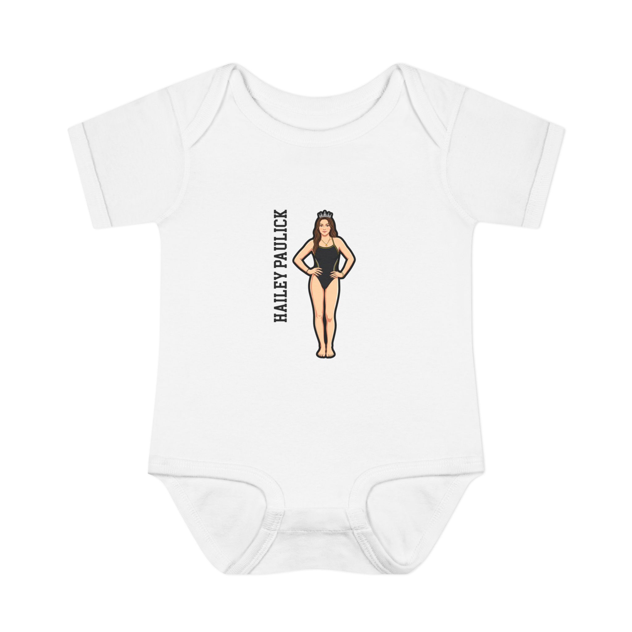 Baby Onesie — character_name_vertical in White