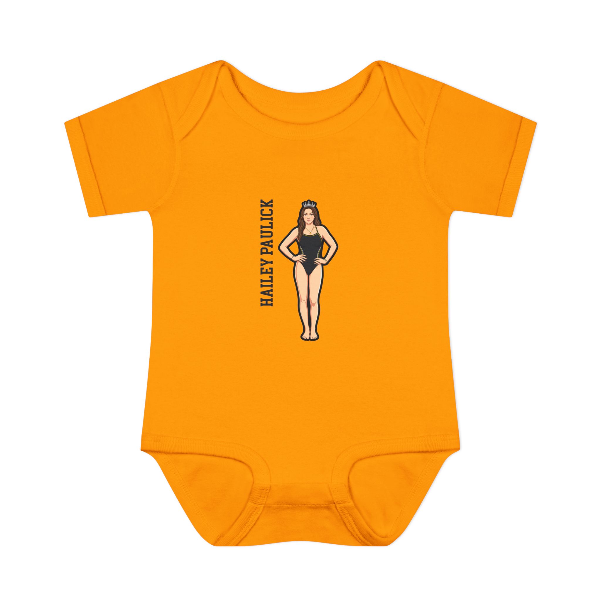 Baby Onesie — character_name_vertical in Gold