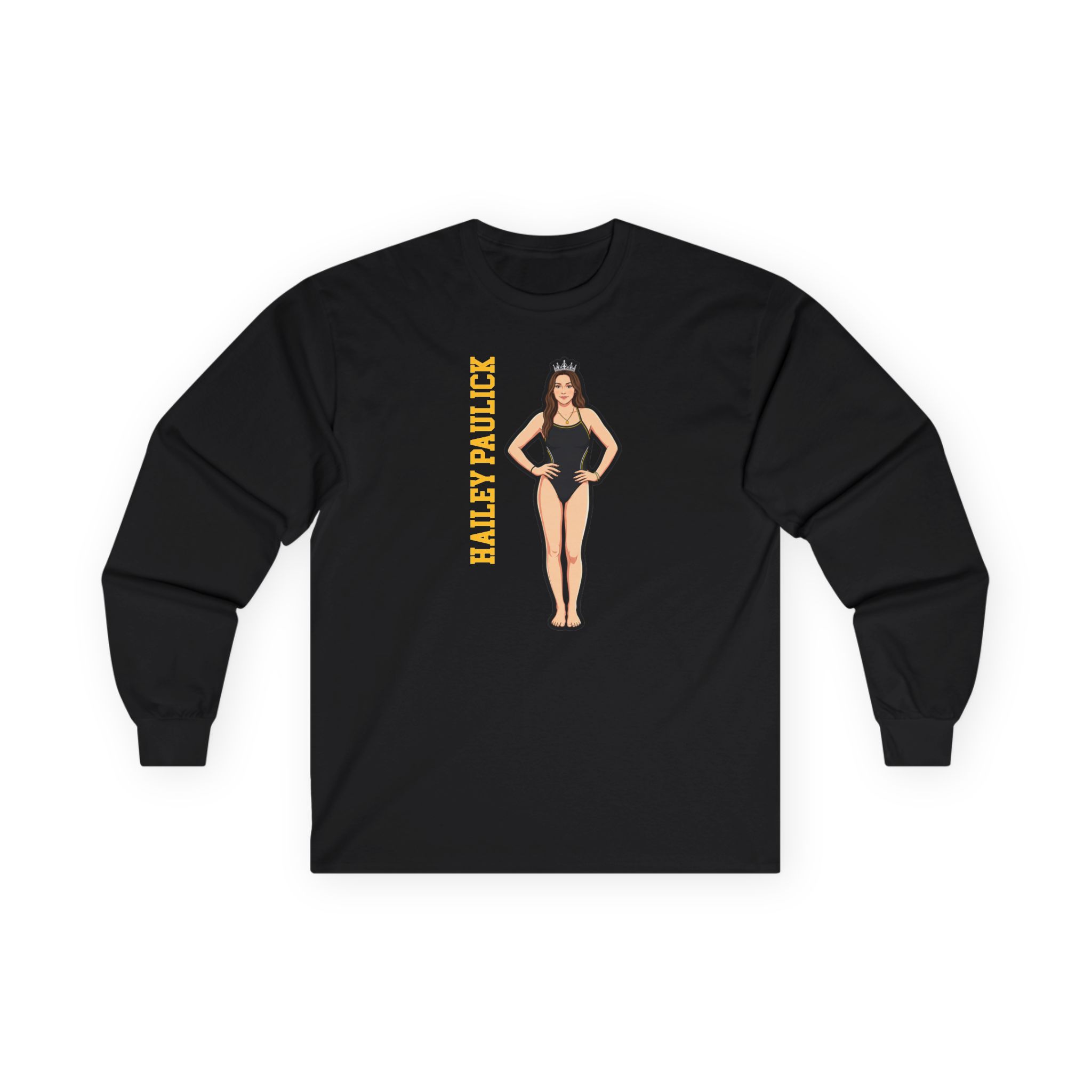 Long Sleeve Tee — character_name_vertical in Black