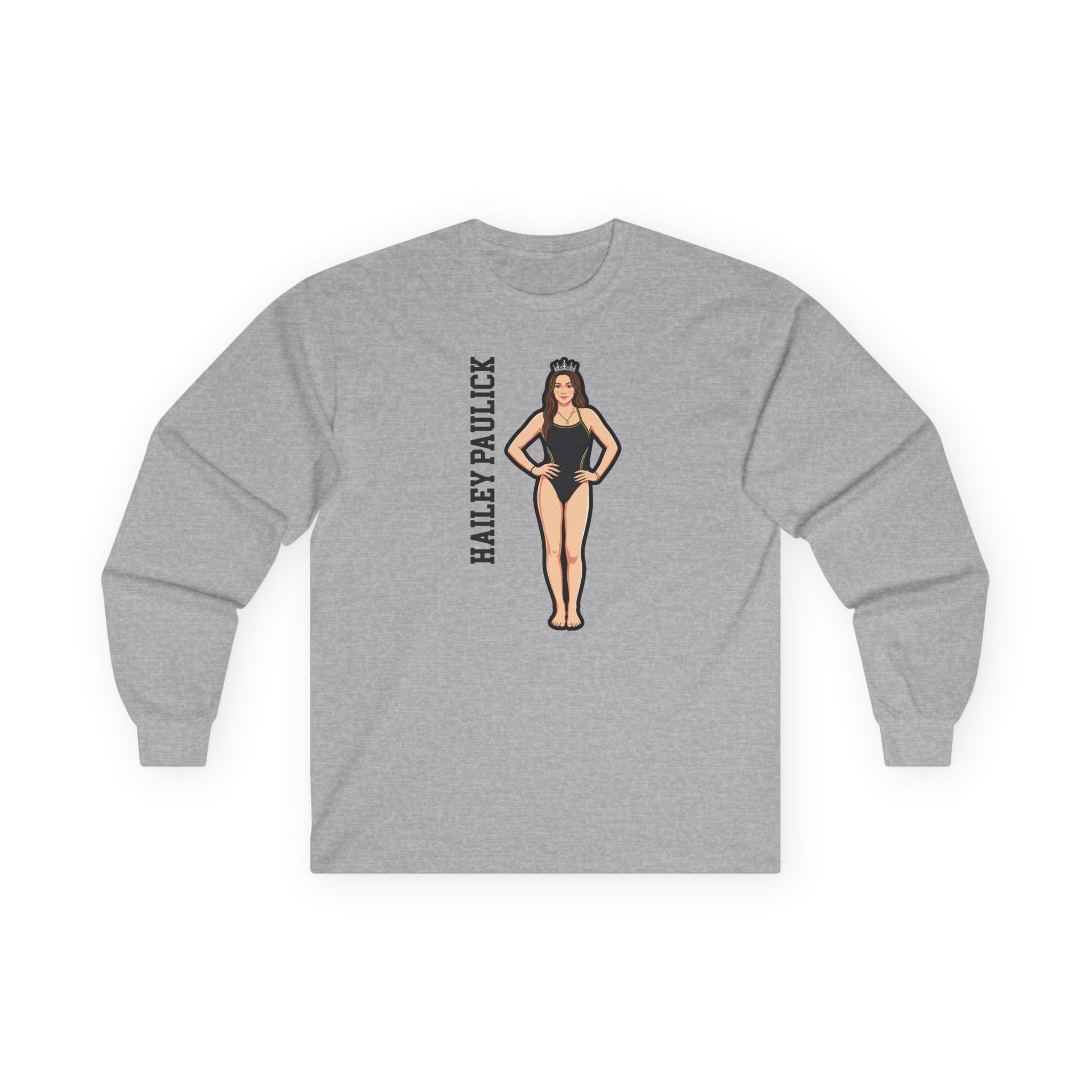 Long Sleeve Tee — character_name_vertical in Grey