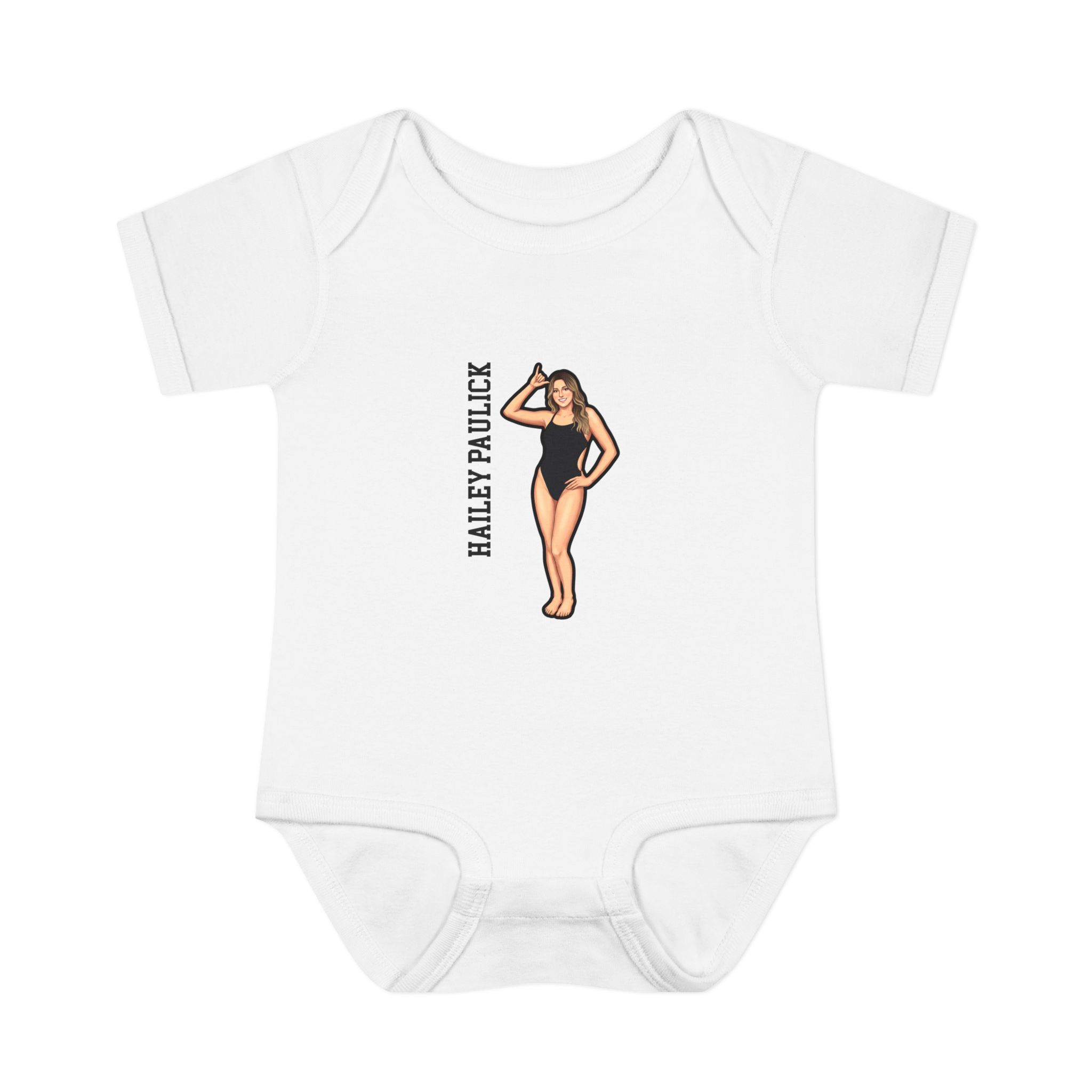 Baby Onesie — character_name_vertical in White