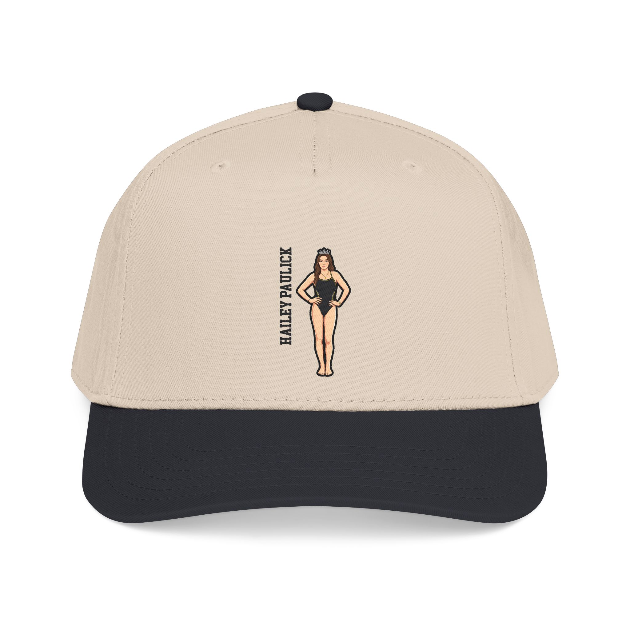 Baseball Cap — character_name_vertical in Black / Natural