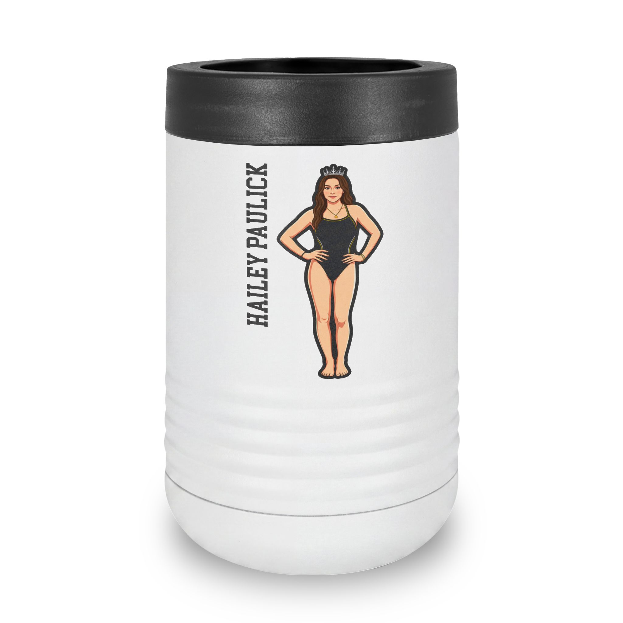 Stainless Can Cooler — character_name_vertical in White