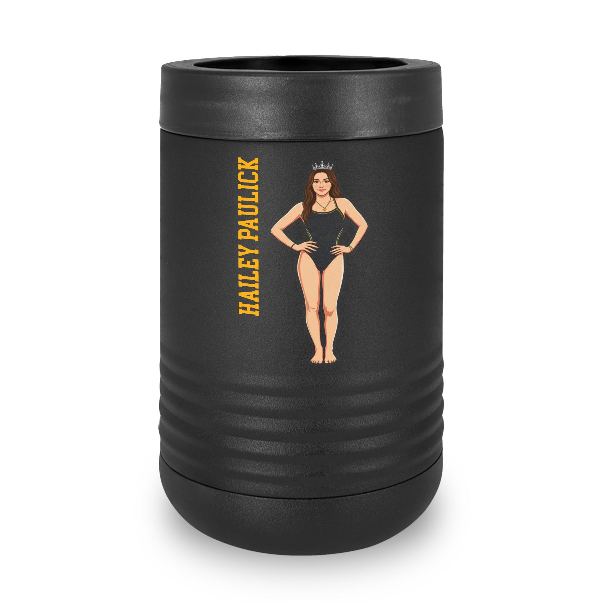 Stainless Can Cooler — character_name_vertical in Black