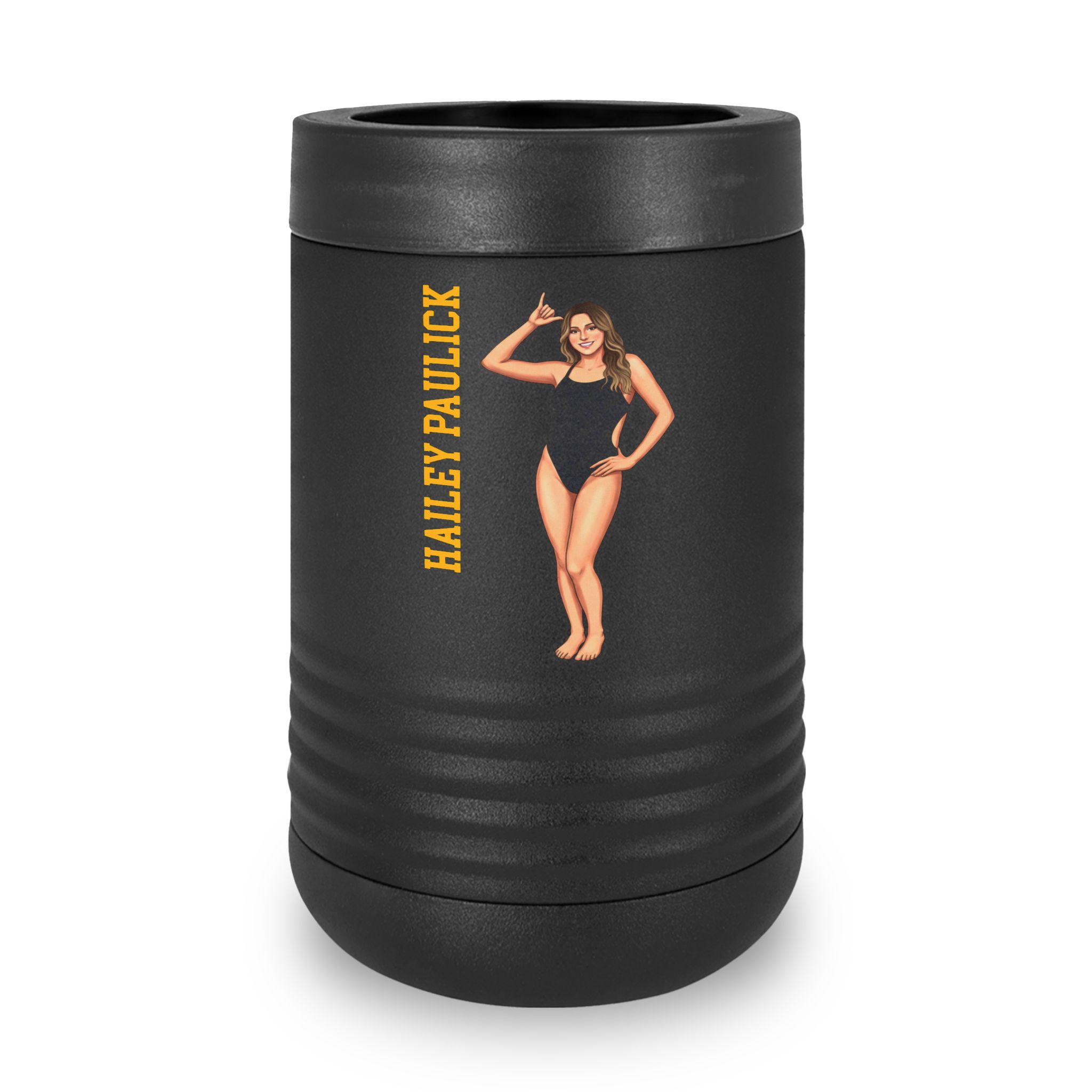 Stainless Can Cooler — character_name_vertical in Black