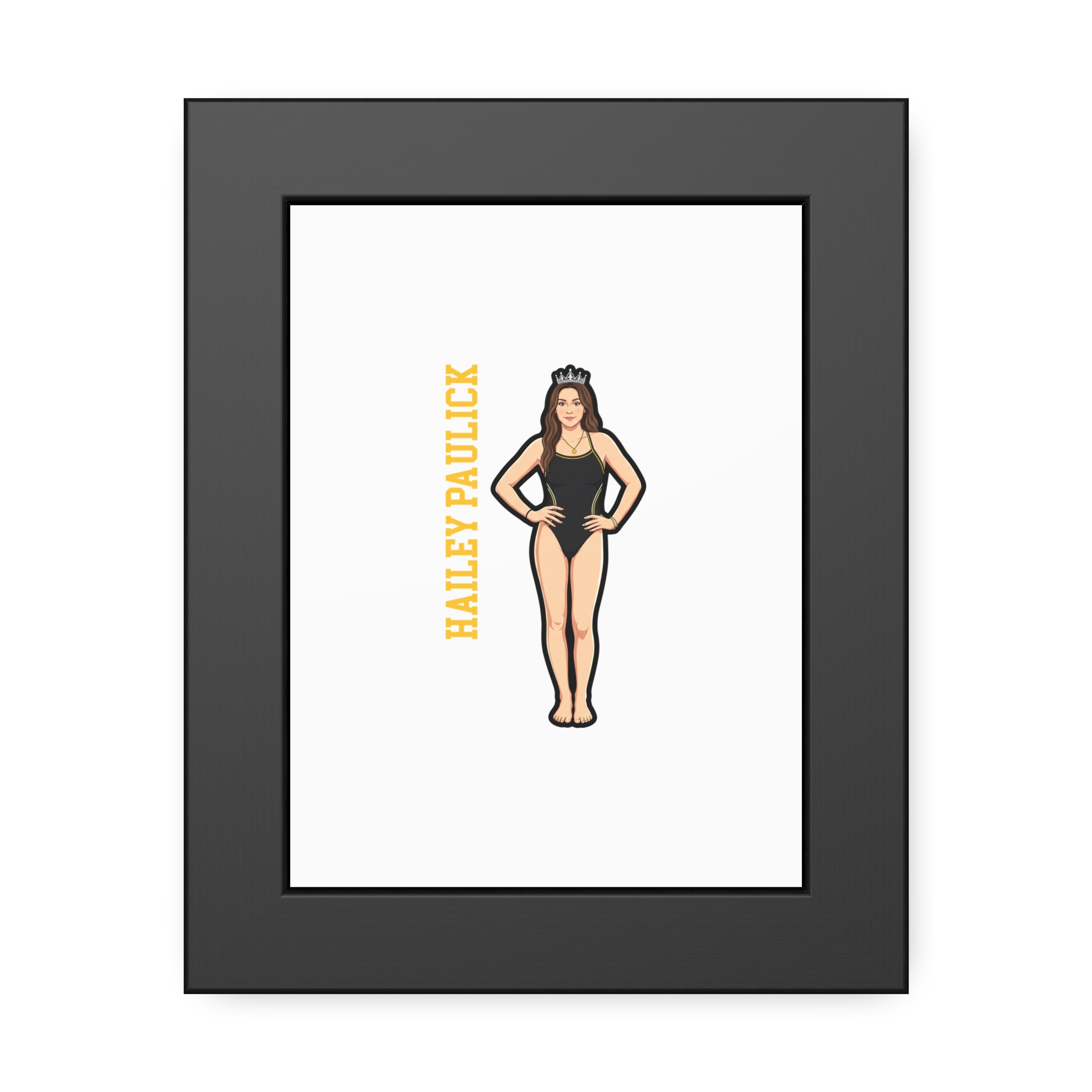 Framed Poster — character_name_vertical in Black